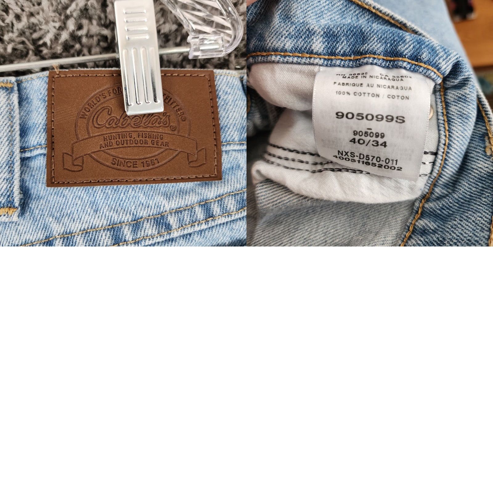Vintage Cabela's Men's Jeans Blue Light Wash Straight Leg 38x35 Regular Inseam 35 Size US 38 / EU 54 - 8 Thumbnail