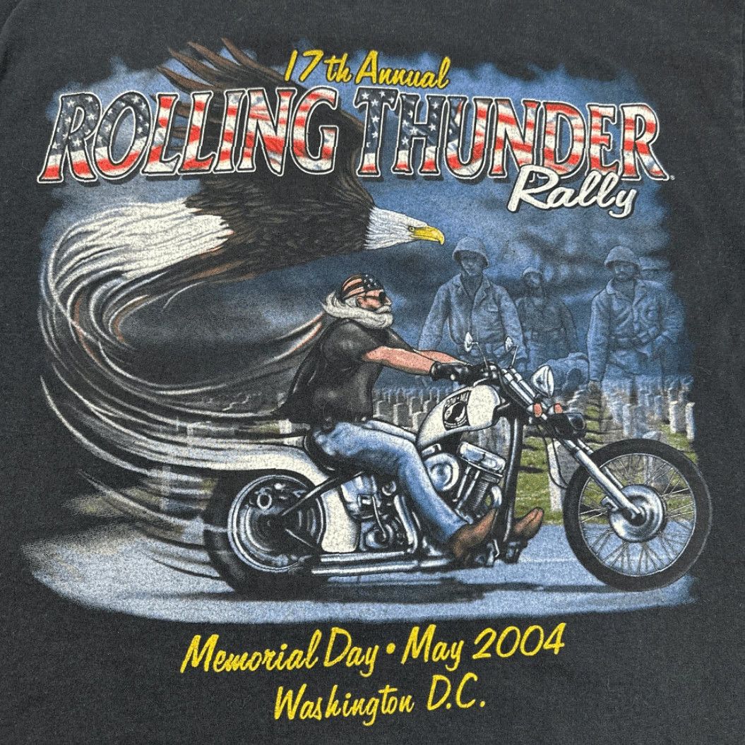 Gildan VINTAGE Rolling Thunder Rally Motorcycle Shirt Adult LARGE Black 2004 Y2K Biker Gildan T-Shirt Men XS- XL Size US L / EU 52-54 / 3 - 4 Thumbnail