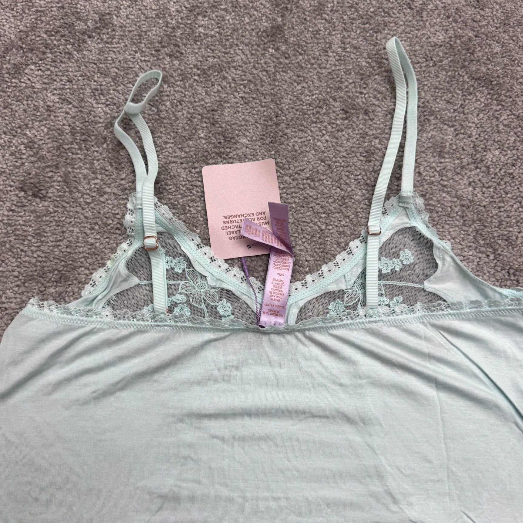 Vintage Savage Fenty By Rihanna Sleepwear Lace Camisole A Peek Behind Small Blue NWT New Size ONE SIZE - 7 Thumbnail