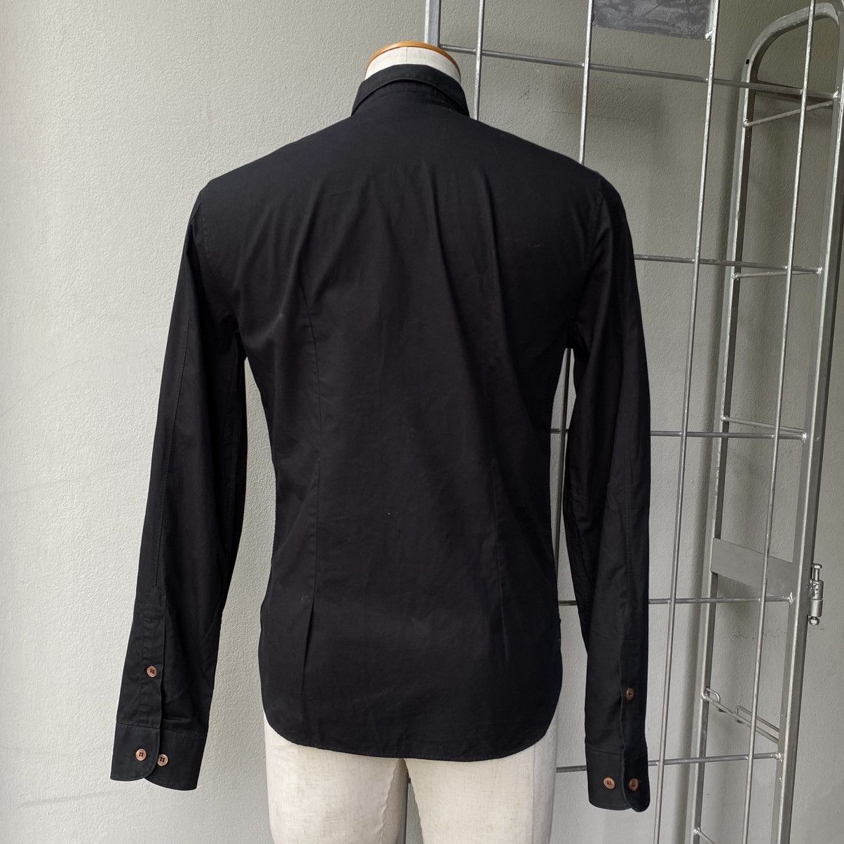 Helmut Lang HELMUT LANG Smart Black Button-Up with Brown Accents Size US XS / EU 42 / 0 - 4 Thumbnail