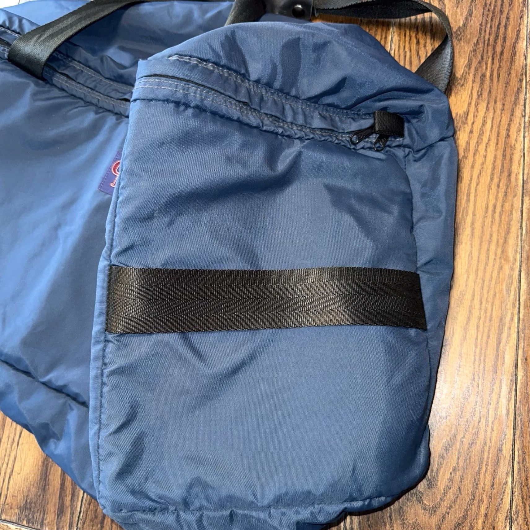 Jansport VINTAGE Jansport Duffel Bag Camp 80’s Blue Travel Large Duffle Nylon Canvas Pockets ZIP Adjustable Strap Unisex Adults 1990s USA 90s Size ONE SIZE - 3 Thumbnail