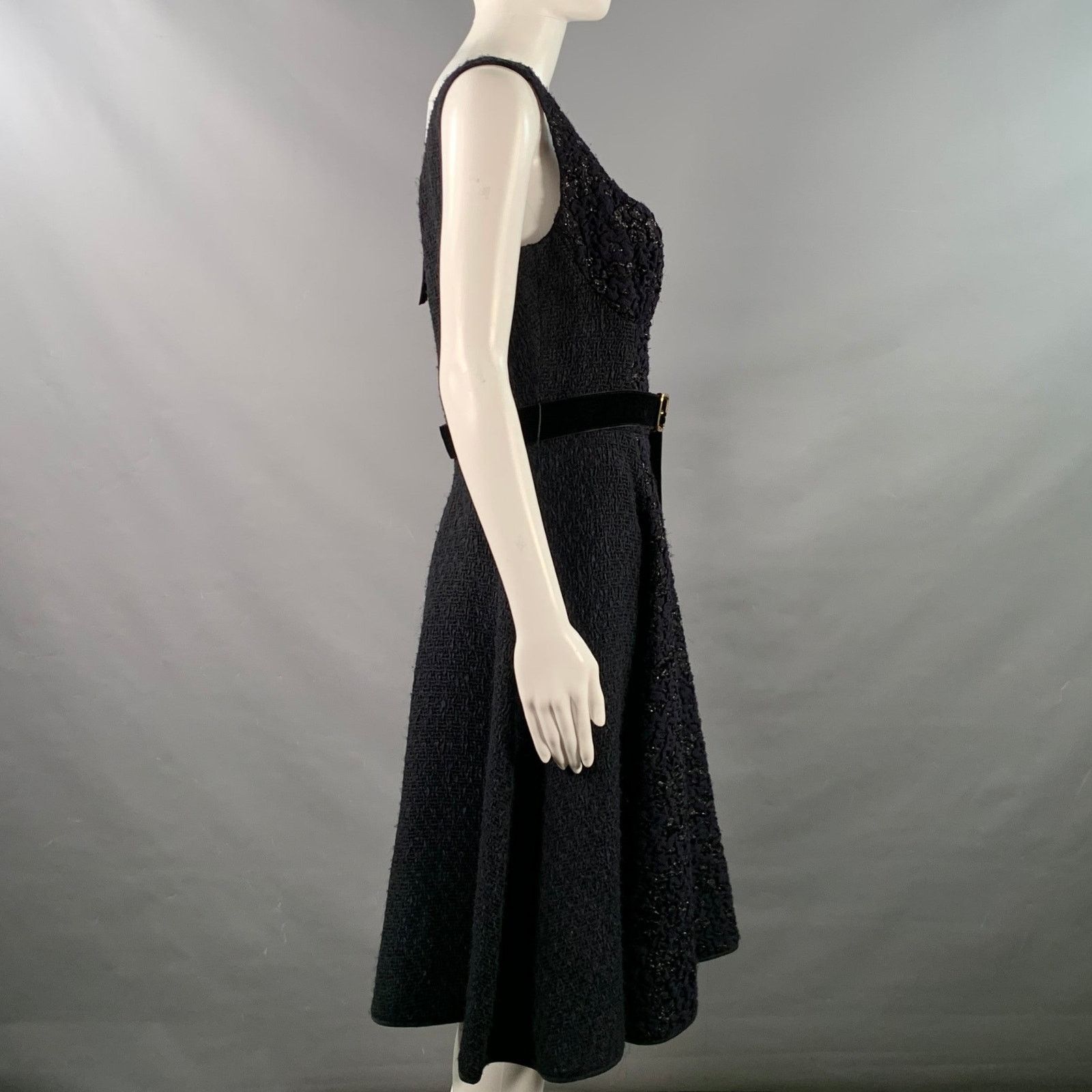 Louis Vuitton Black Midnight Blue Acetate Blend Sleeveless Cocktail Dress Size M / US 6-8 / IT 42-44 - 4 Thumbnail
