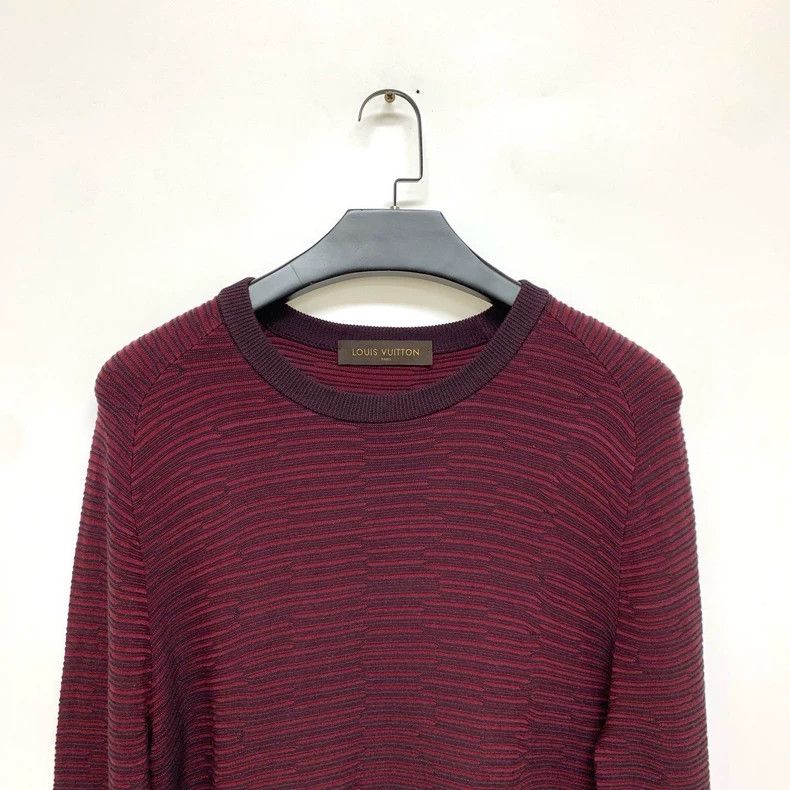 Louis Vuitton Louis Vuitton Burgundy striped knit sweater Size US L / EU 52-54 / 3 - 3 Thumbnail