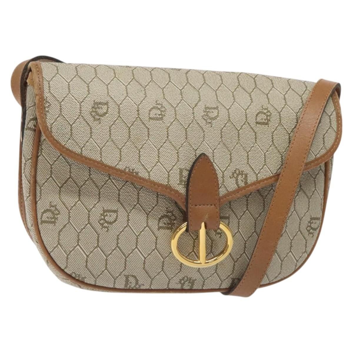Christian Dior Vintage Honeycomb Flap Crossbody Bag Coated Canvas