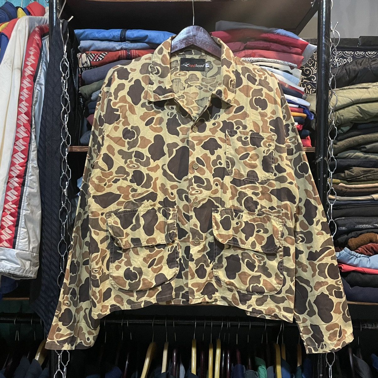 Vintage Vtg 80s Red Head Duck Camo Hunting Over Shirt Jacket Size US L / EU 52-54 / 3 - 8 Thumbnail