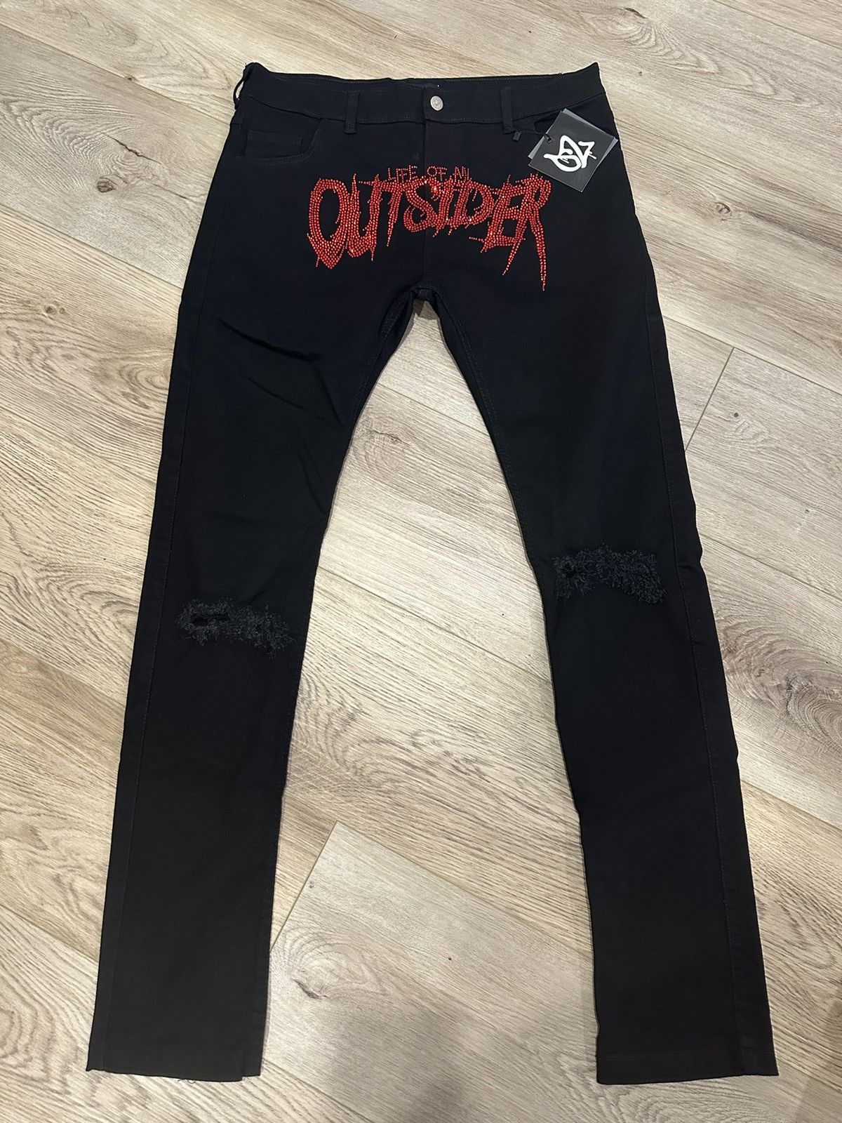 Streetwear Life Of An Outsider Blood Rhinestone Denim | Grailed