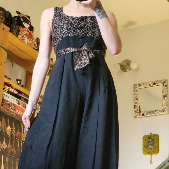 Other Vintage lace black jumpsuit by Zone California - size 7/8 Size 28" / US 6 / IT 42 - 2 Thumbnail