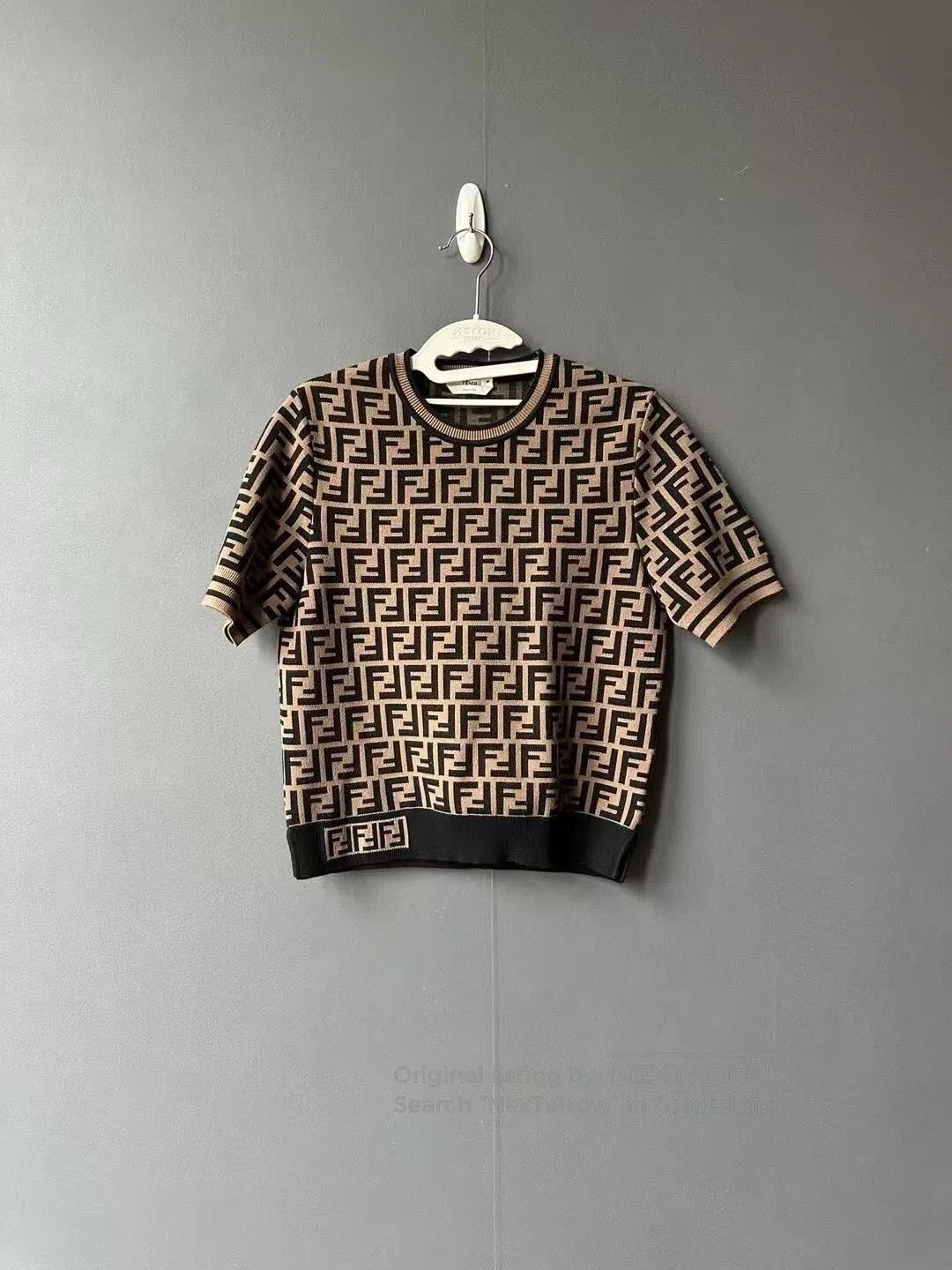 Fendi FENDI Brown All-Over Print Knit Short Sleeve T-Shirt| Size XS / US 0-2 / IT 36-38 - 1 Thumbnail