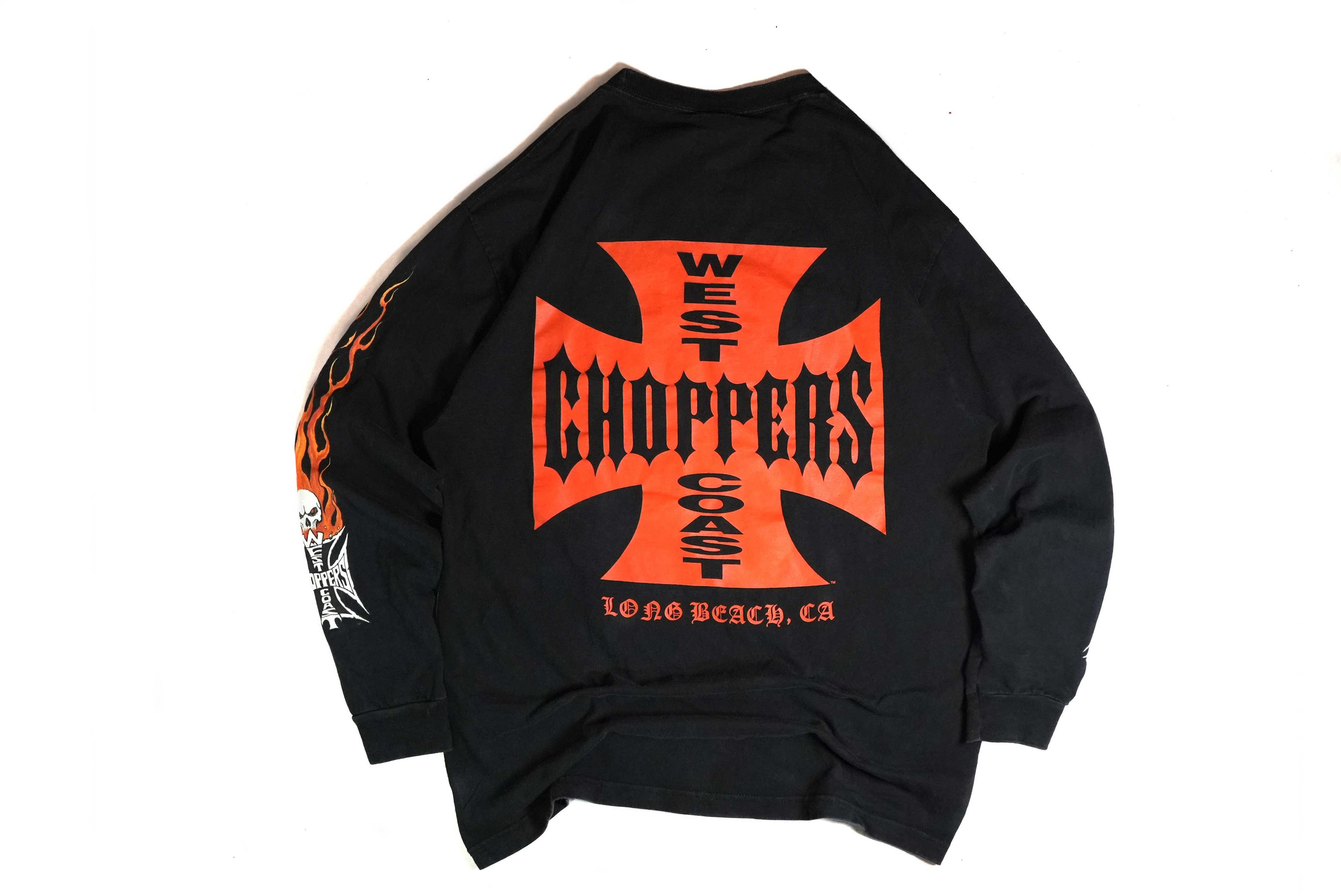 90s XL West Coast Choppers Cross Flame Long Sleeve T-shirt