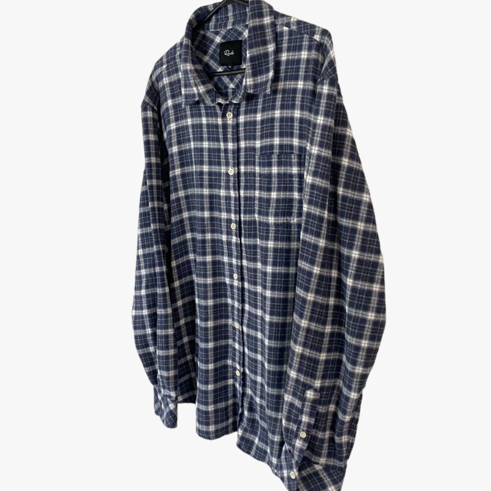 Rails Rails Flannel Plaid Button-Up Shirt Mens XXL Blue White Long Sleeve Single Pocket Size US XXL / EU 58 / 5 - 2 Thumbnail