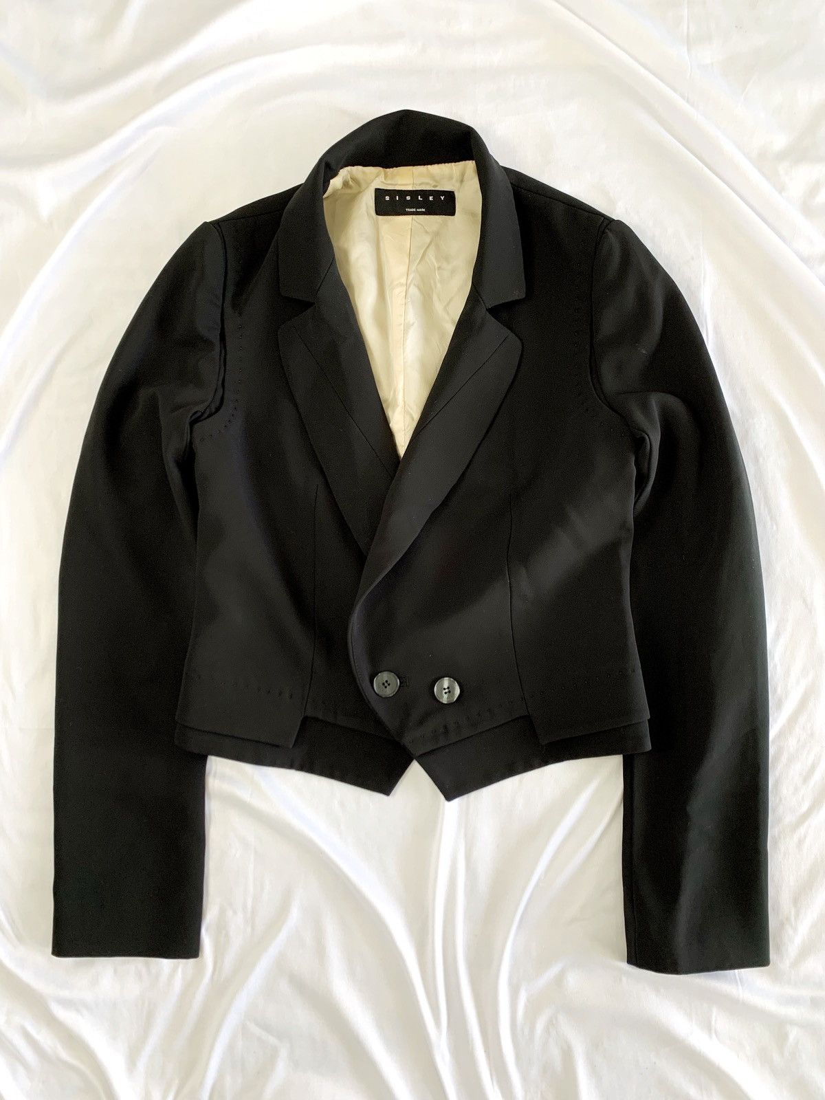Sisley Yohji yamamoto style cut&sew sisley crop blazer Size XS / US 0-2 / IT 36-38 - 4 Thumbnail