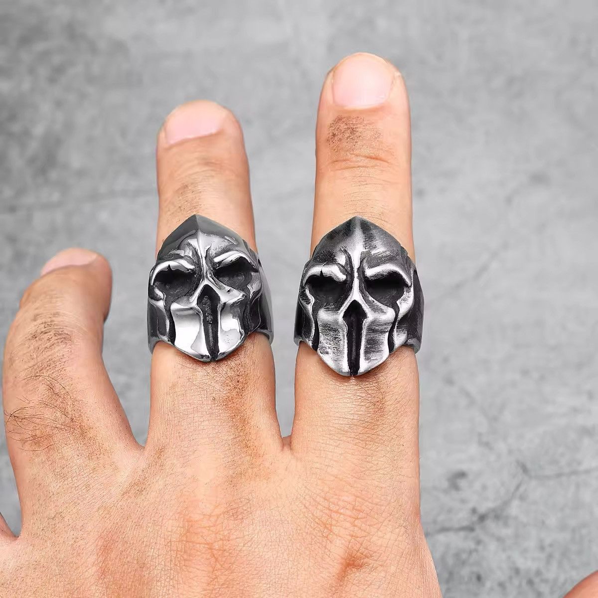 Vintage Stainless Steel Men Rings Spartan Helmet Warrior Size ONE SIZE - 3 Thumbnail