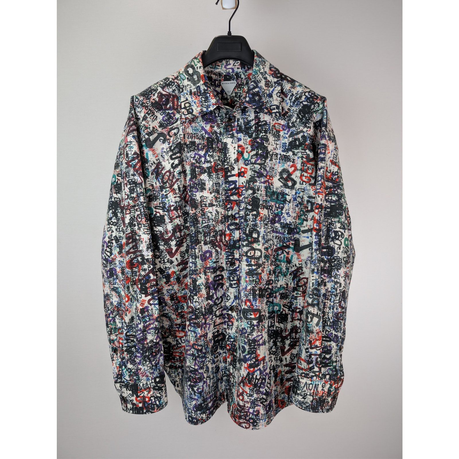 Bottega Veneta o1rshd1 Cotton Wool Date Memory Print Shirt in Chalk / Multi Size US L / EU 52-54 / 3 - 2 Thumbnail