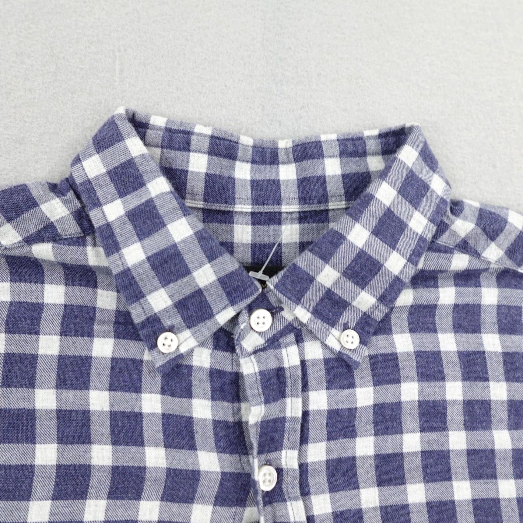 Massimo Dutti Massimo Dutti Shirt Men Large Blue White Plaid Flannel Button-Up Long Sleeve Button-Down Collar N/A Mens Size US L / EU 52-54 / 3 - 2 Thumbnail