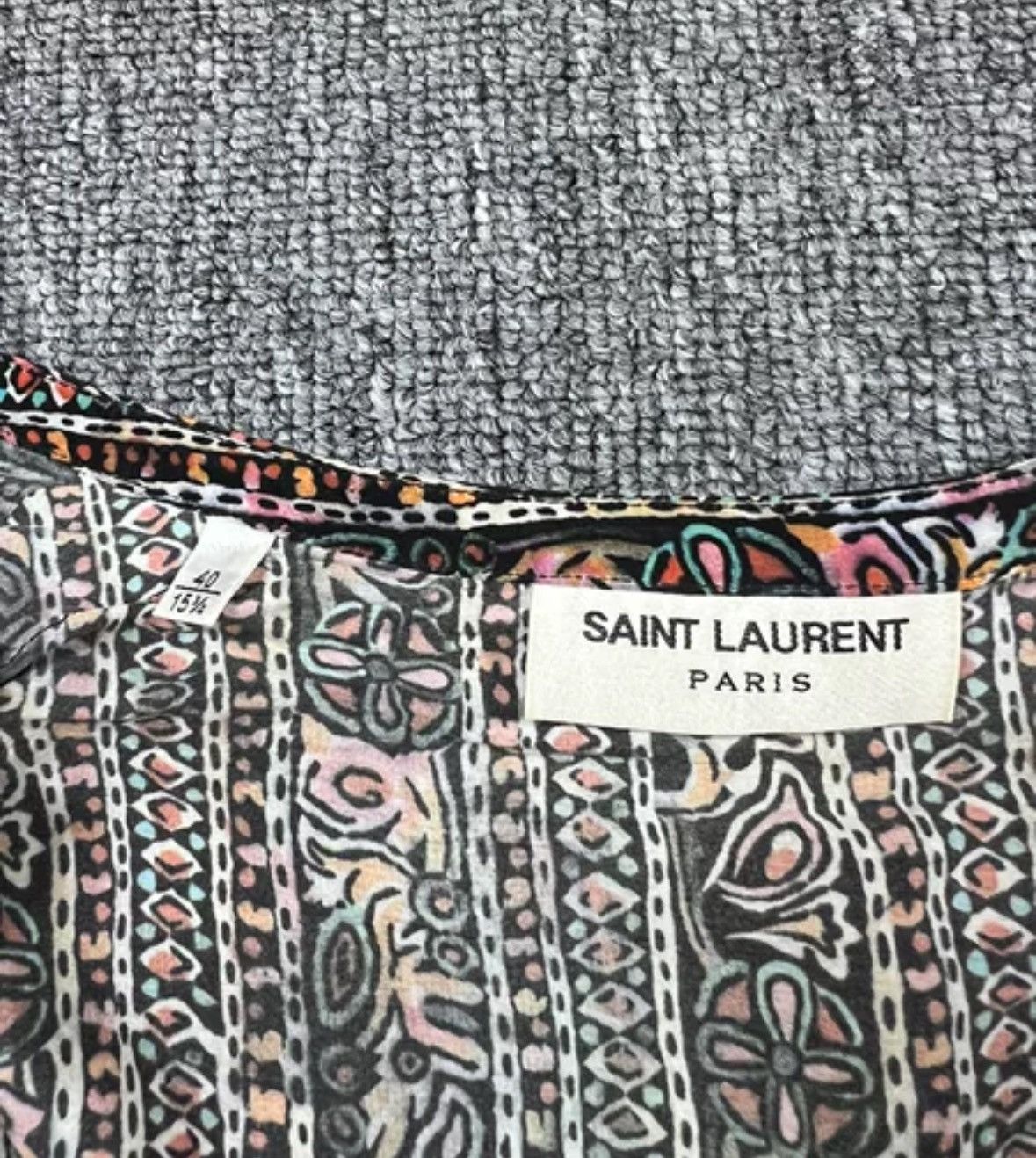 Saint Laurent Paris × Yves Saint Laurent Saint Laurent slp18ss silk clover totem shirt2412-Nextarrow Size US S / EU 44-46 / 1 - 3 Thumbnail