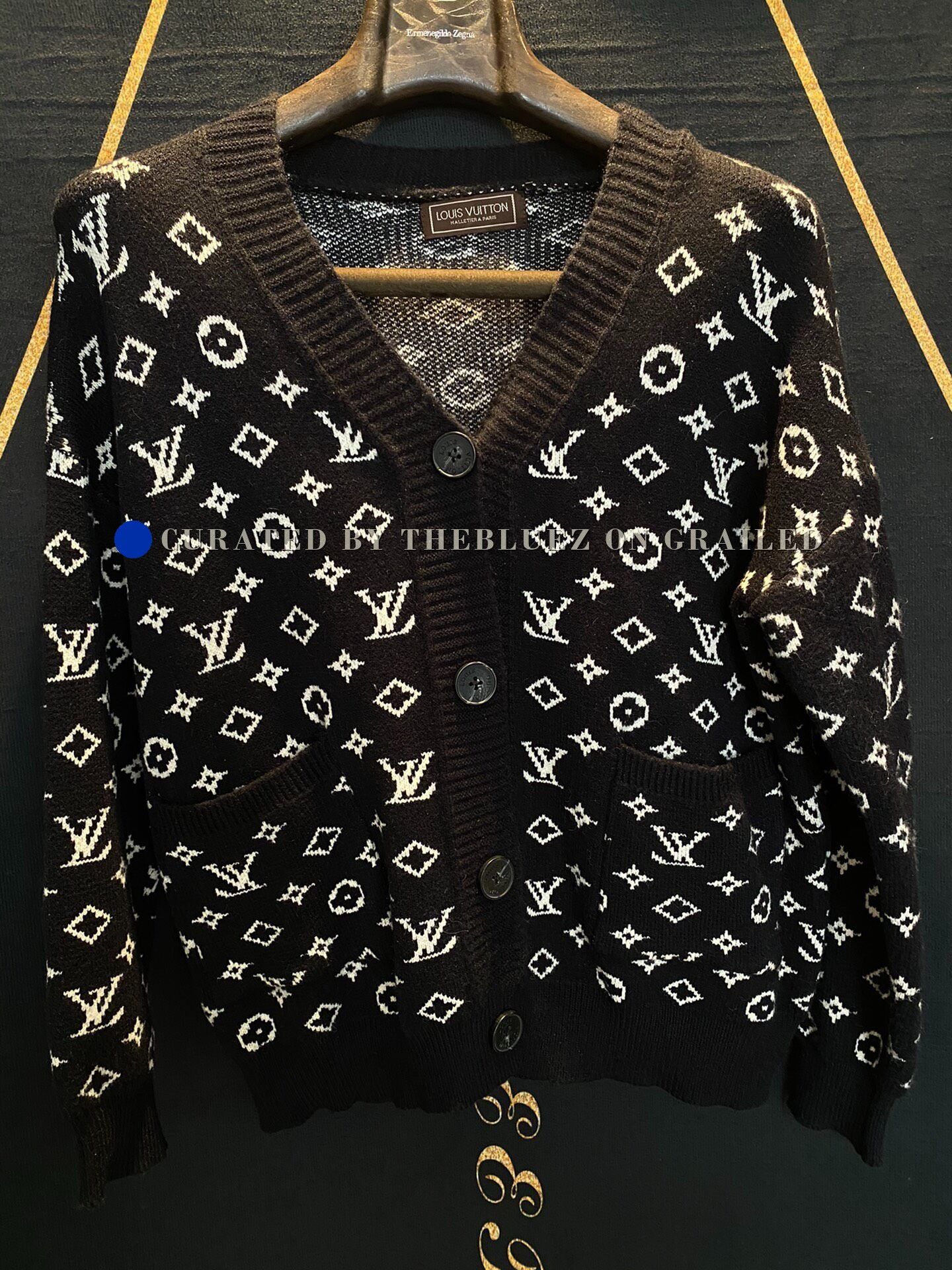 Louis Vuitton Louis Vuitton's latest black NBA knit logo cardigan