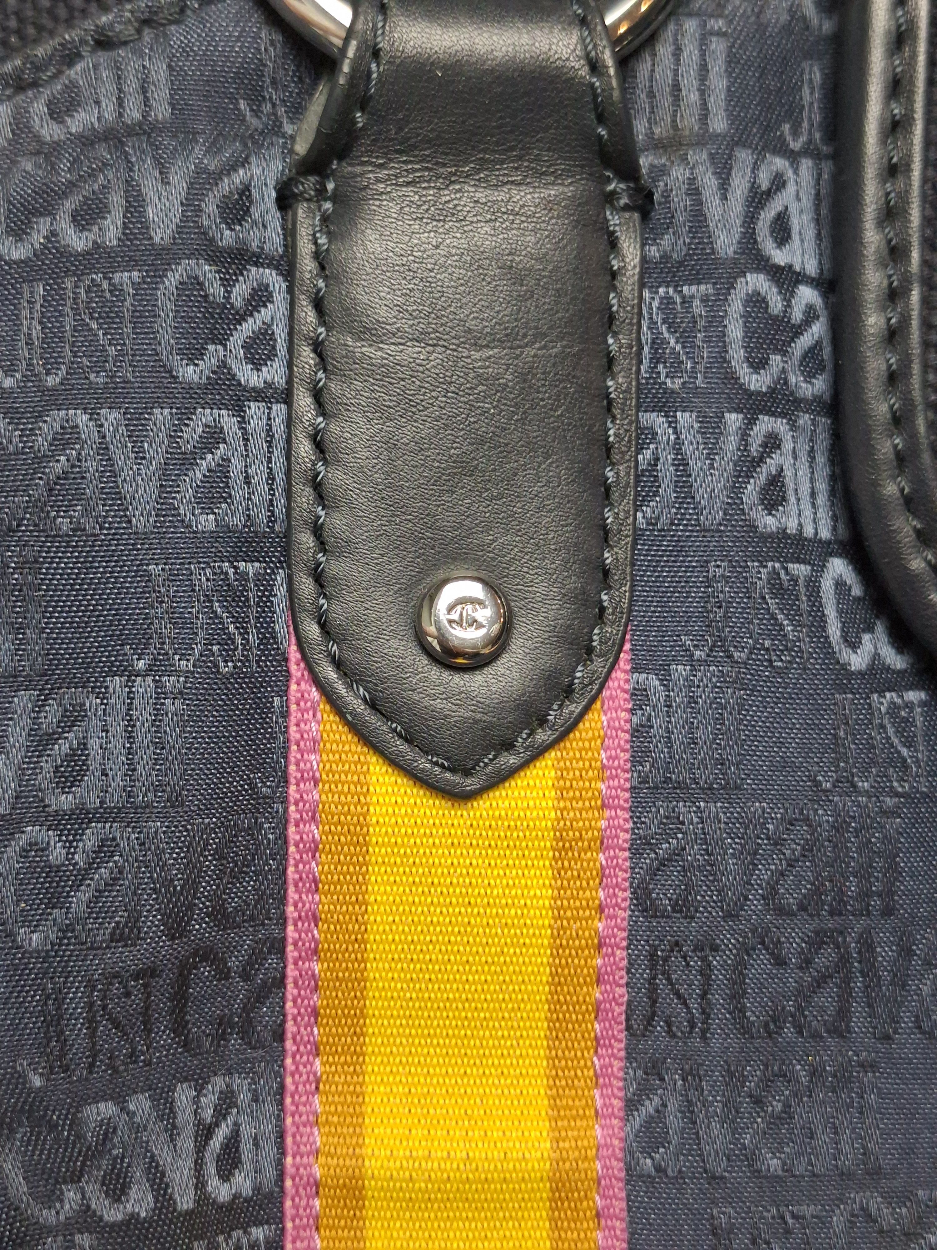 Just Cavalli Just Cavalli Navy Monogram Tote Bag Leather Trim Y2K Size ONE SIZE - 7 Thumbnail