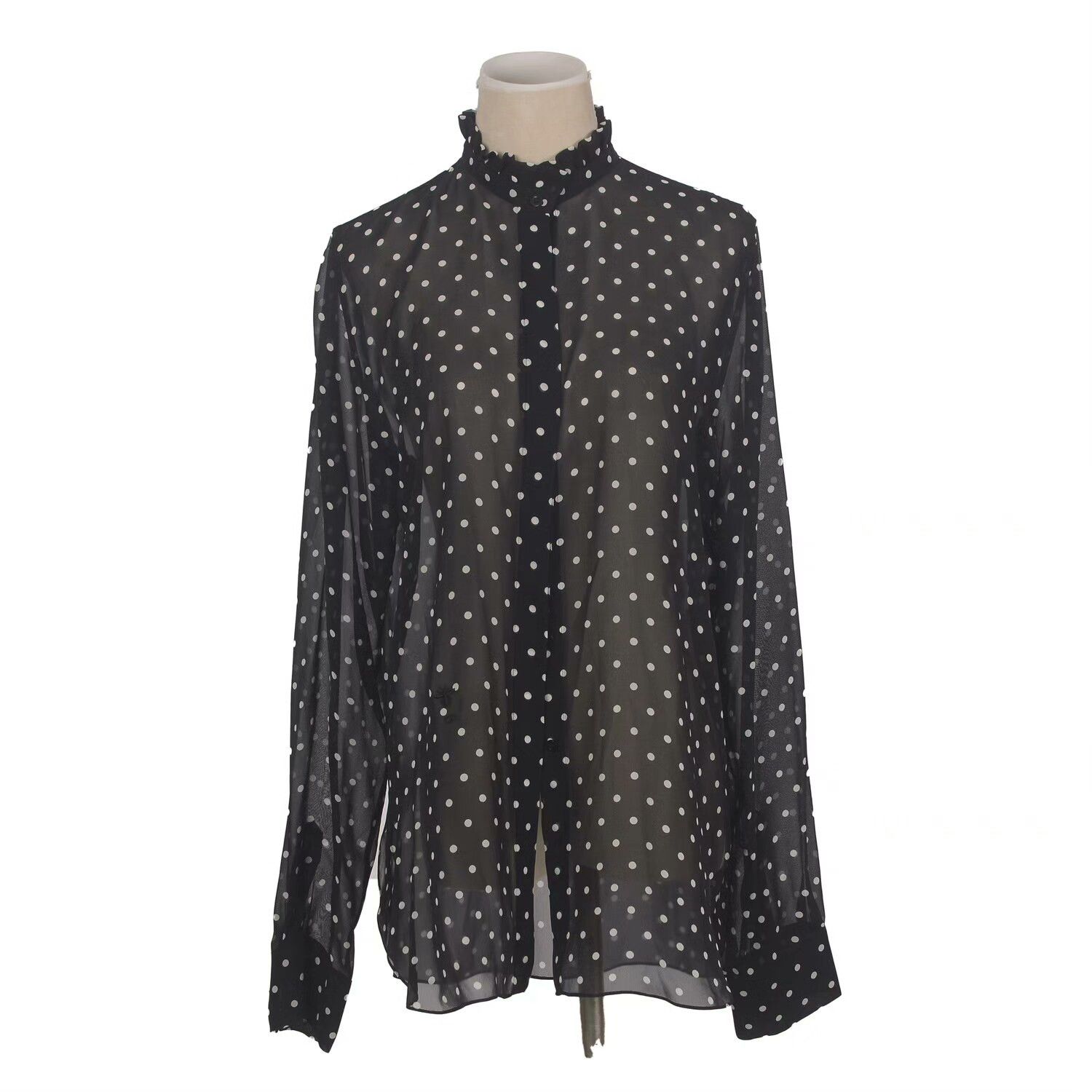 Dior Dior Black Polka Dot Silk Shirt Size M / US 6-8 / IT 42-44 - 1 Thumbnail