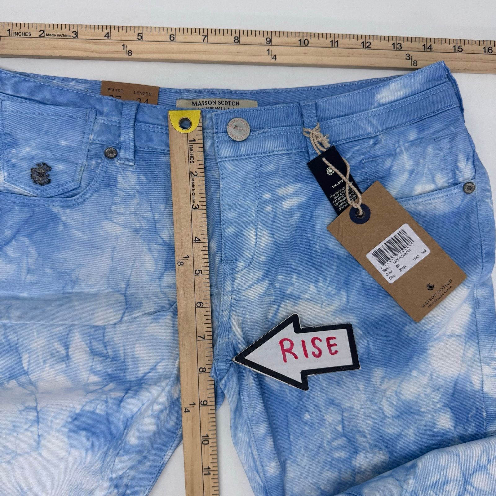 Maison Scotch MAISON SCOTCH Memory Blue Tie Dye Skinny Jeans size 27 Boho Size 27" / US 4 / IT 40 - 4 Thumbnail