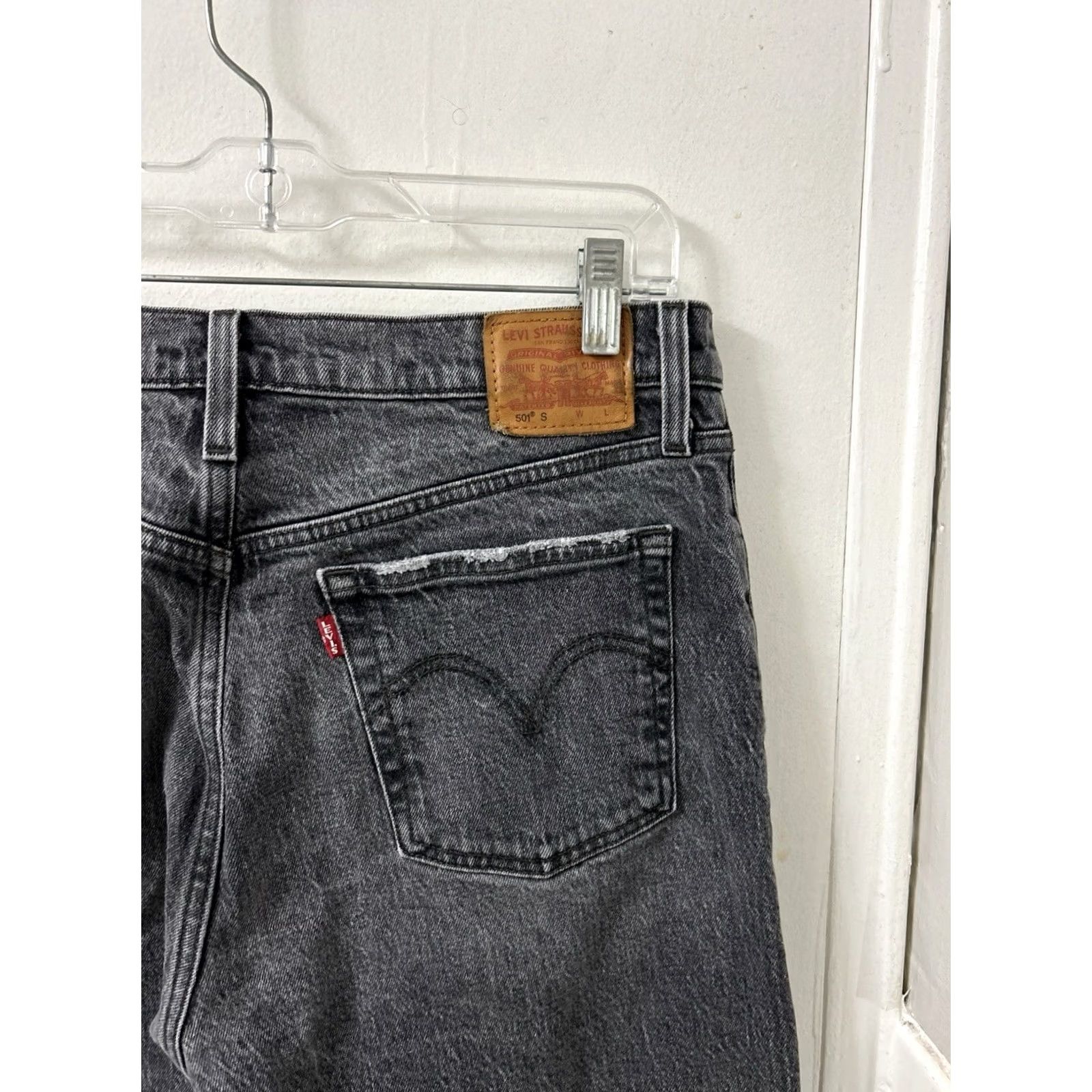 Levi's Levi's 501 S Jeans Womens 30x28 Denim Black Gray Button Fly Slim Skinny Distressed 5-Pocket Size 30" / US 8 / IT 44 - 4 Thumbnail