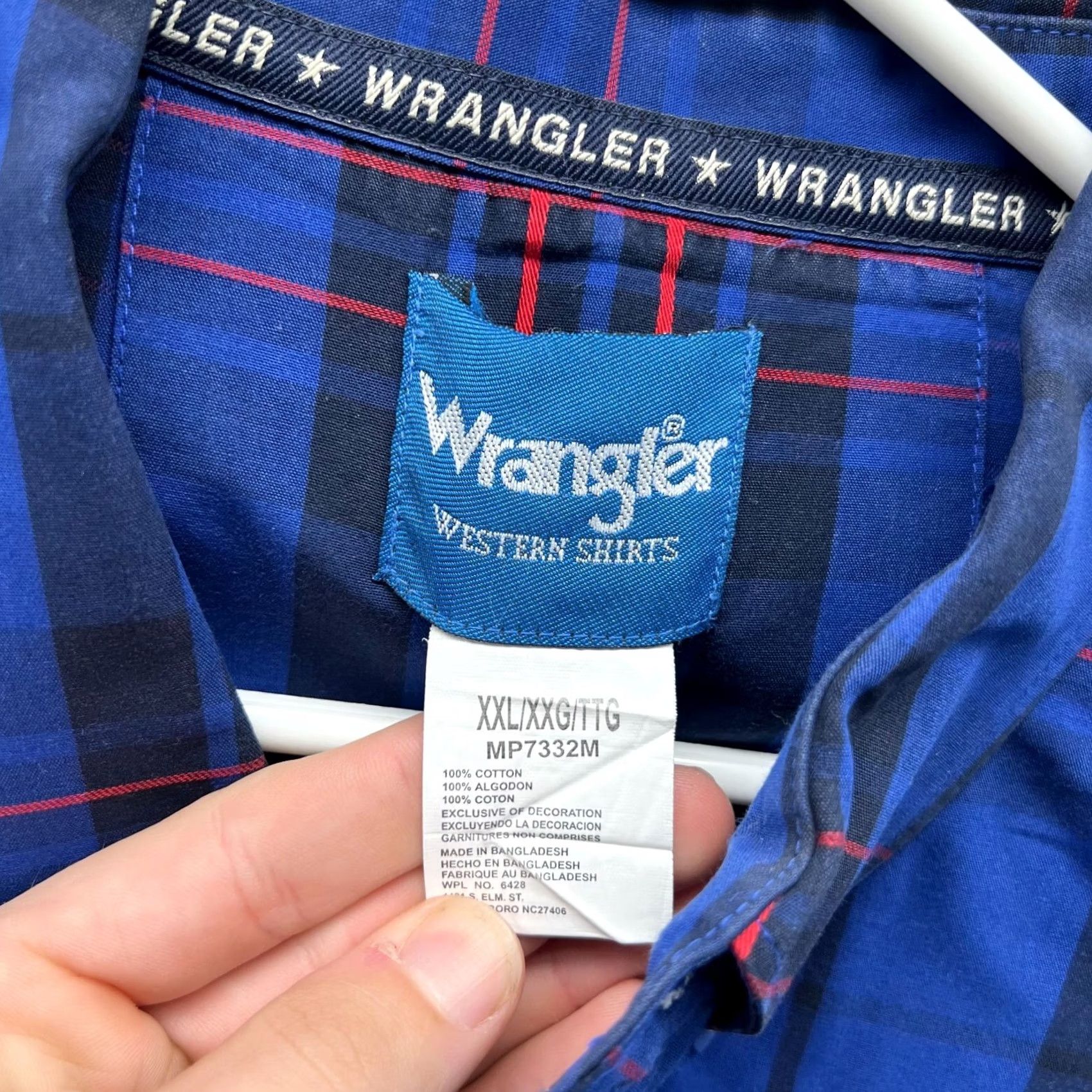 Wrangler Wrangler Shirt Men XXL Blue Plaid Button Up Western Cowboy Vtg Modern Fit Button-Down Collared Long Sleeve 54in Chest Blue 2XL Regular 54in Size US XXL / EU 58 / 5 - 4 Thumbnail