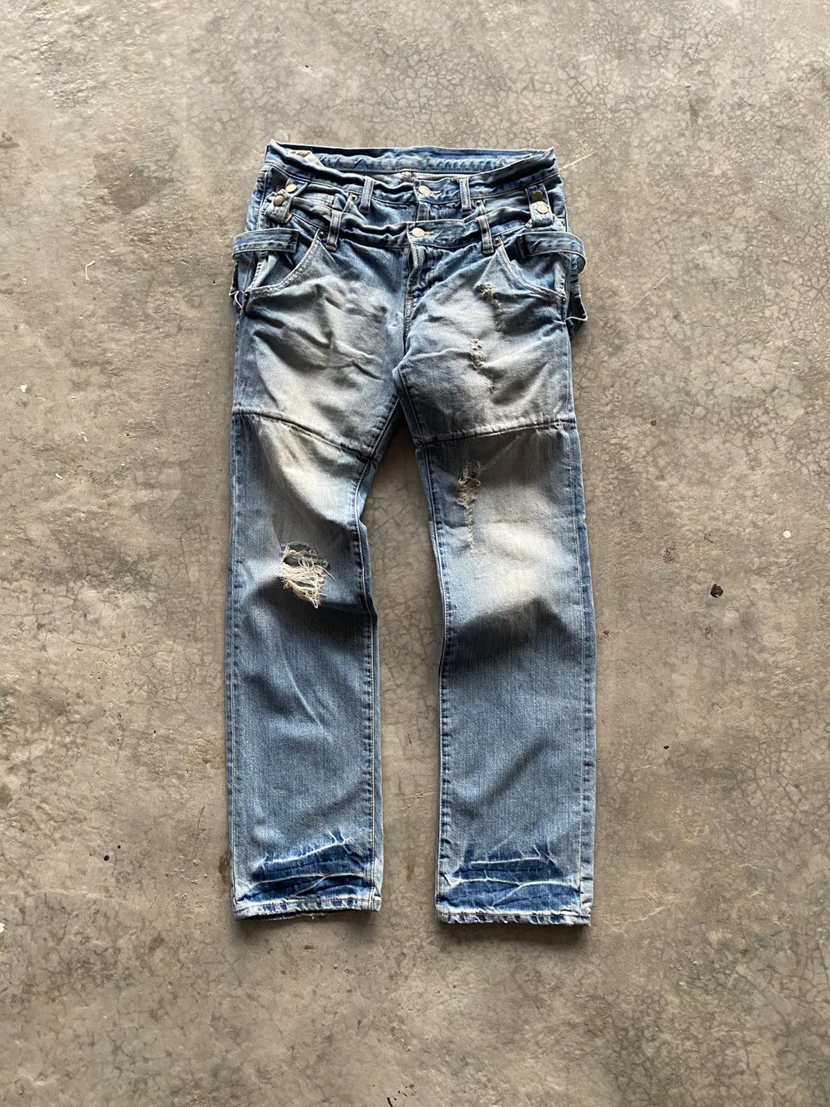 PPFM PPFM Double waist blue denim Size US 33 - 1 Thumbnail