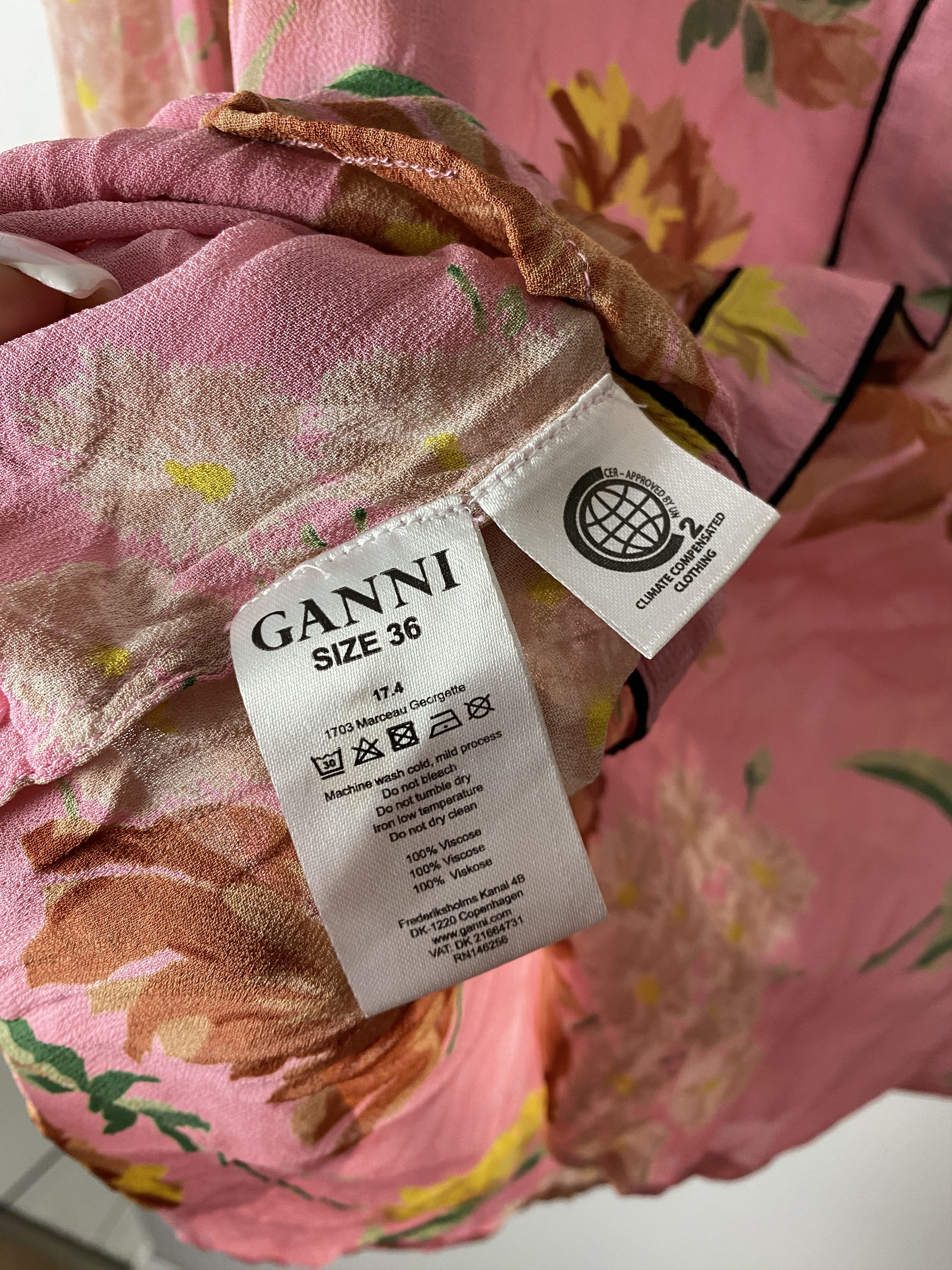 Ganni Ganni Marceau Georgette floral print shirt Size XS / US 0-2 / IT 36-38 - 5 Thumbnail