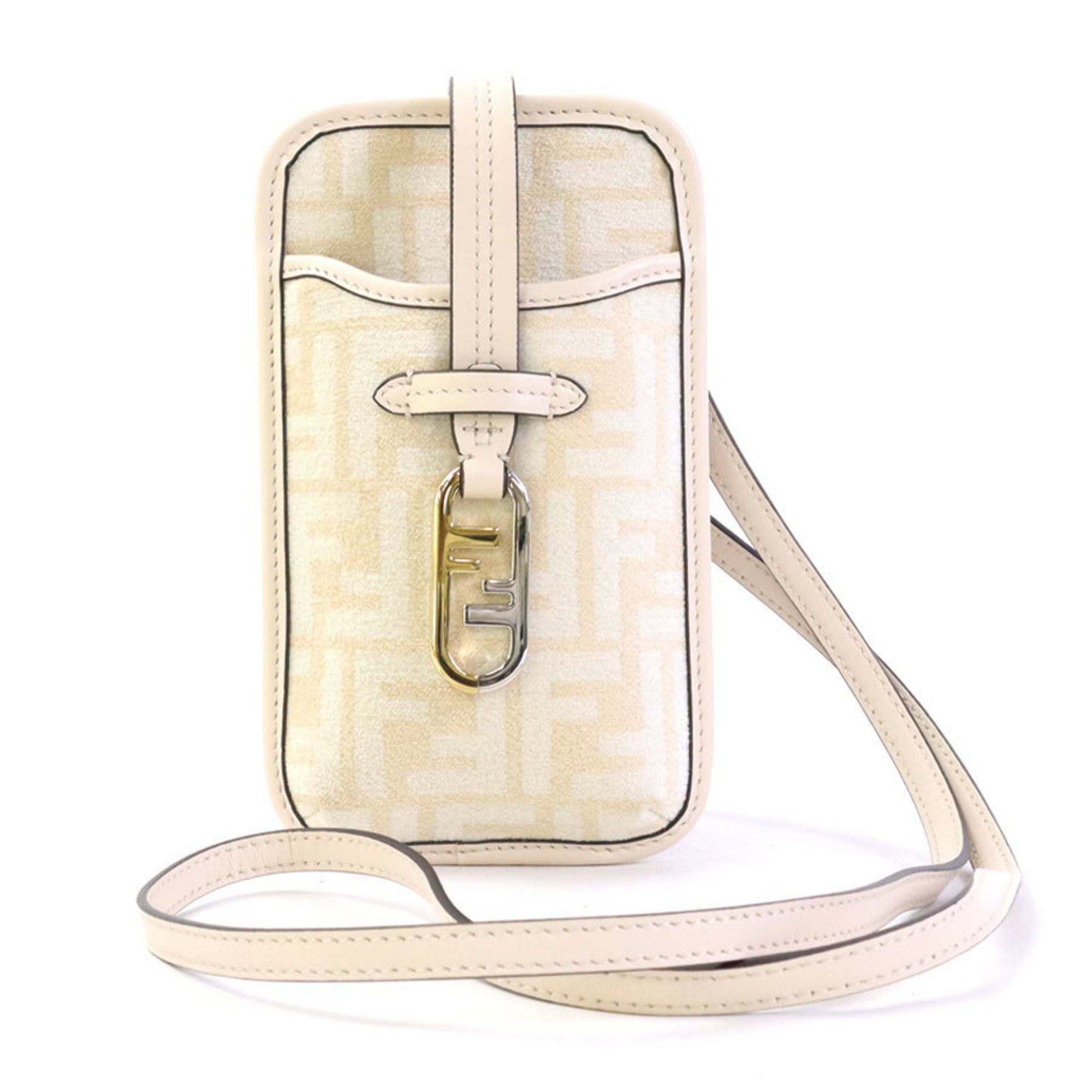 image of Fendi Pouch Phone Orlock Leather/viscose Pink Beige Women's 7As131 Alg7 in Black