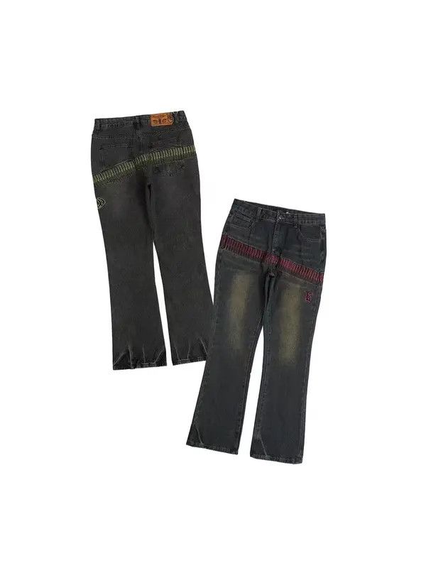 Japanese Brand VIBE Street hip hop washed bullet embroidered baggy jeans Size US 34 / EU 50 - 5 Thumbnail