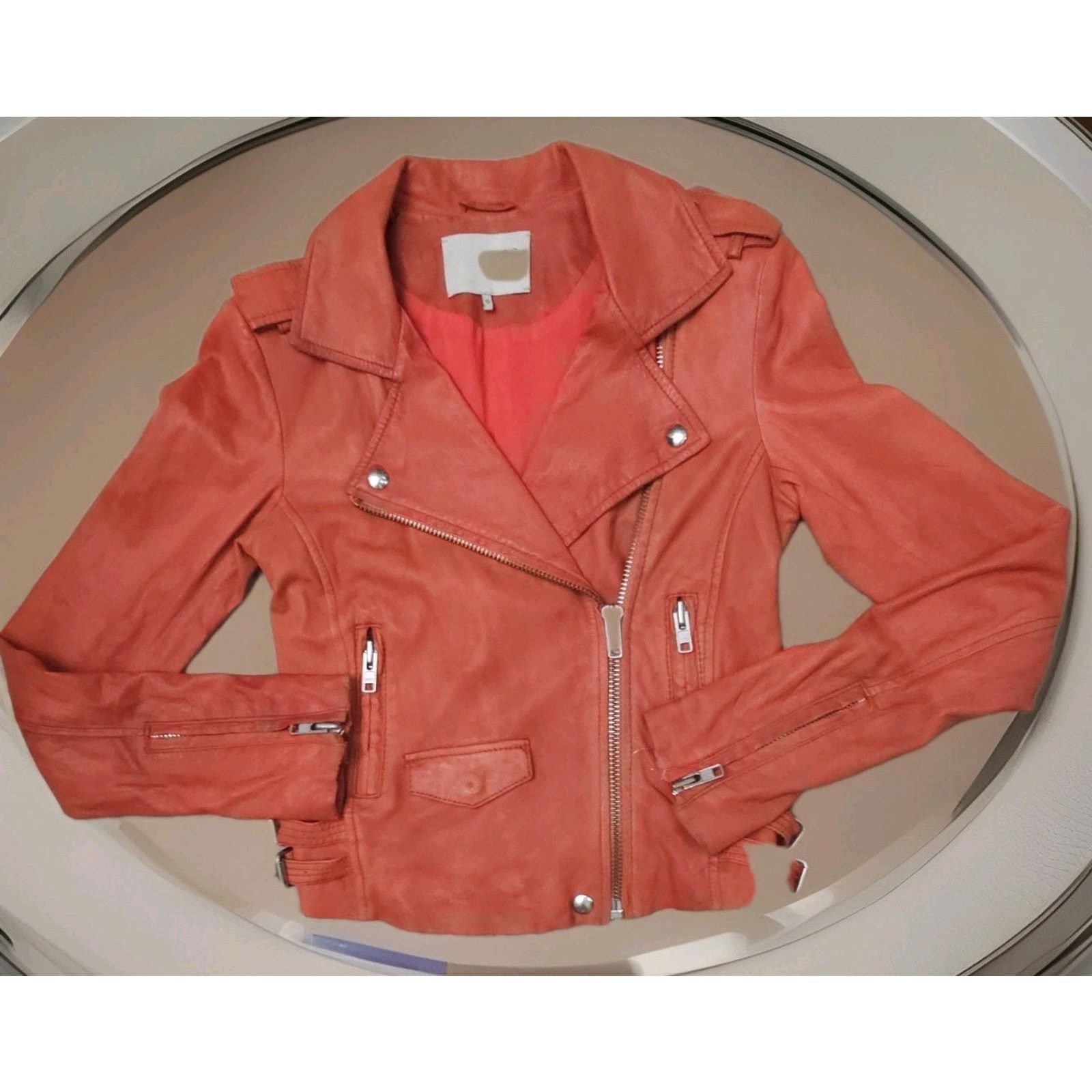 Iro IRO Ashville Lamb Leather Moto Jacket in Powder Pink Size 0 Size XS / US 0-2 / IT 36-38 - 3 Thumbnail