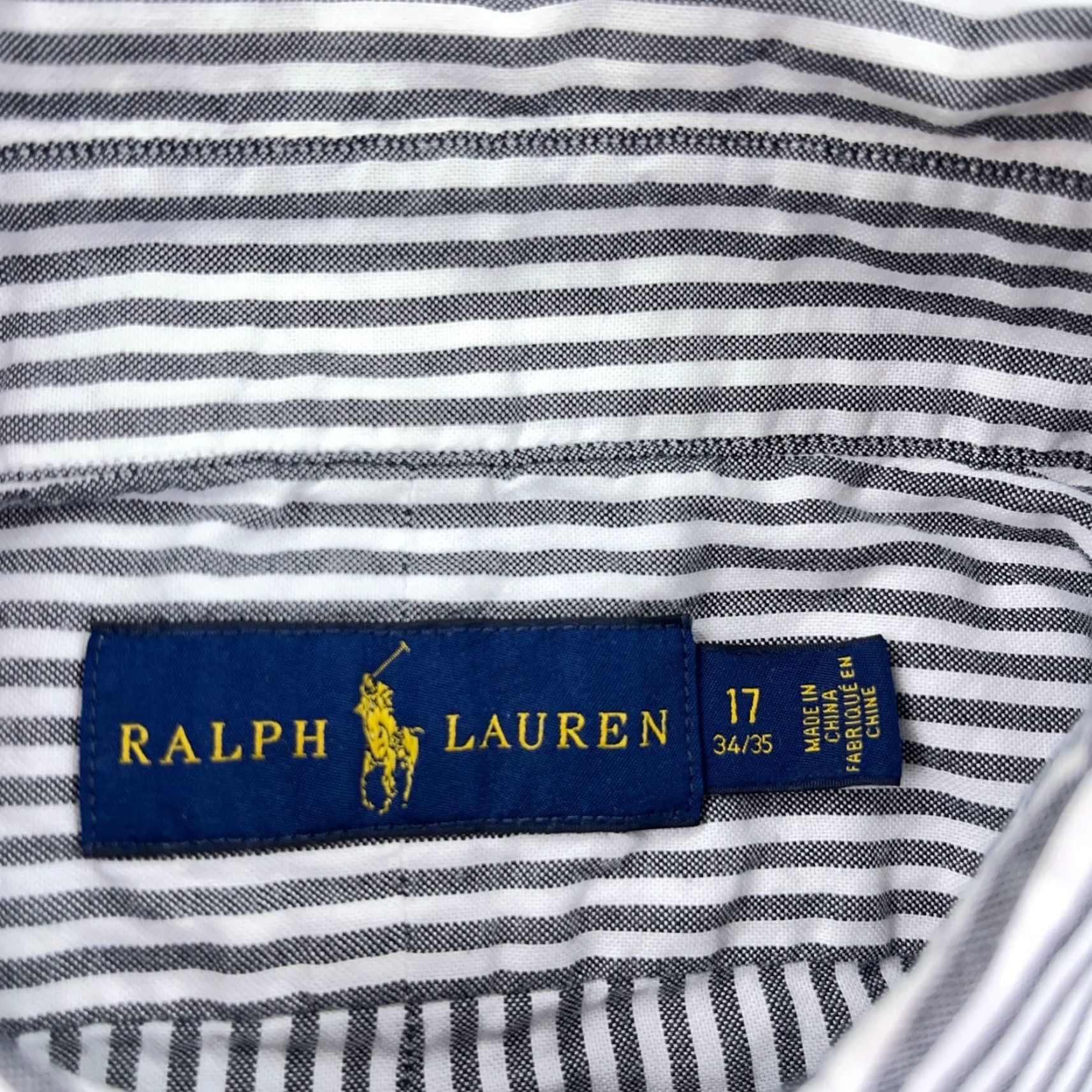 Ralph Lauren Ralph Lauren Shirt Men 17 34 Gray Button Up Oxford Cloth Striped Dress XL Purple Shirt-Men Gray Striped Button-Front Casual Dress Oxford Cloth Size 46R - 3 Thumbnail