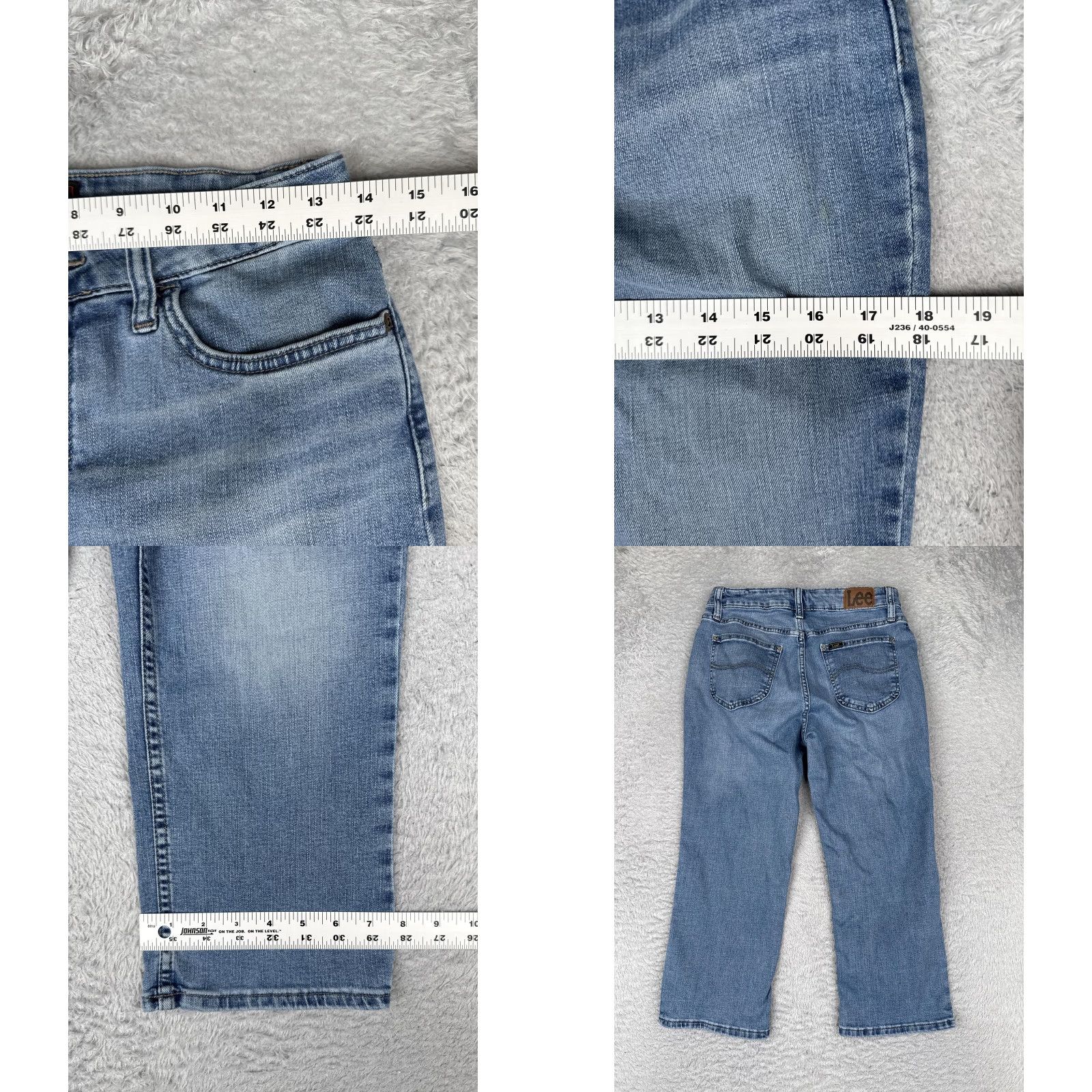 Lee Lee Capri Jeans Womens 8M Blue Med Wash Mid Rise Stretch Crop Denim 26x21 Jeans Womens Capris 90s Mens? Size 30" / US 8 / IT 44 - 9 Thumbnail