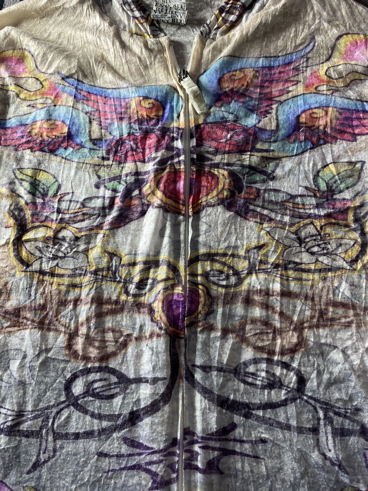 Hysteric Glamour Jean paul gaultier style Envy blue tattoo mesh hoodie Size US M / EU 48-50 / 2 - 7 Thumbnail