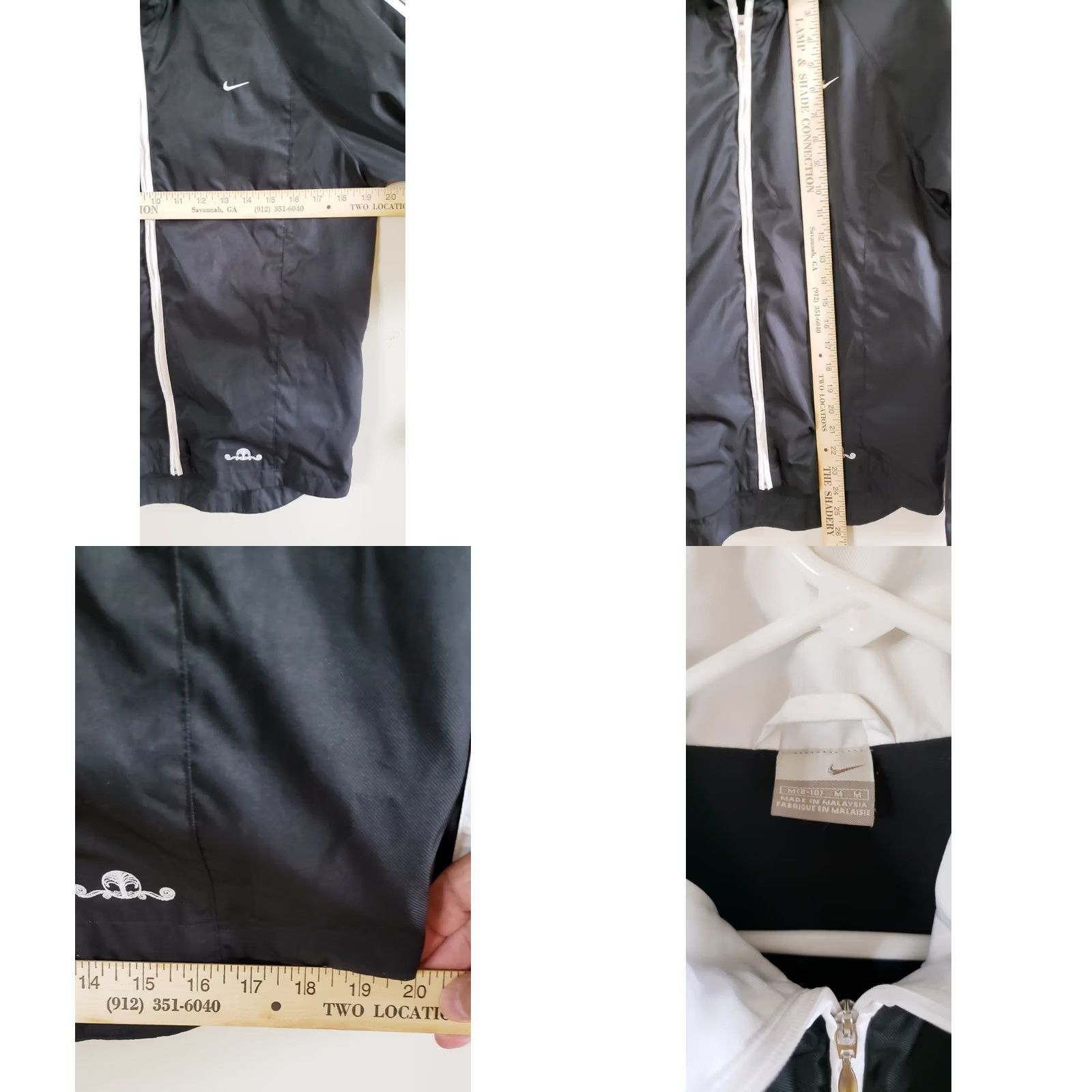 Nike VINTAGE Nike Women's Track Jacket Cropped Black White 8-10 Medium Polyester Full Zip Lightweight Reflective Pockets Running & Jogging Womens Size M / US 6-8 / IT 42-44 - 8 Thumbnail