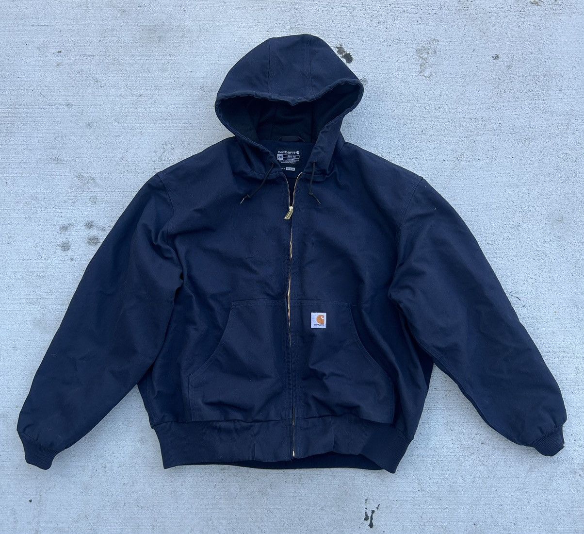 image of Carhartt Hooded Zip Up Jacket in Navy, Men's (Size 2XL)