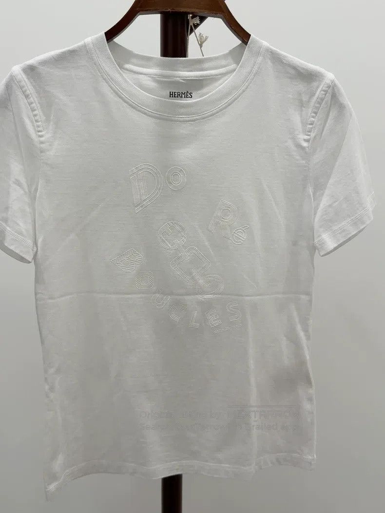 Hermes Hermes White letter print short-sleeve T-shirt Size XS / US 0-2 / IT 36-38 - 1 Thumbnail