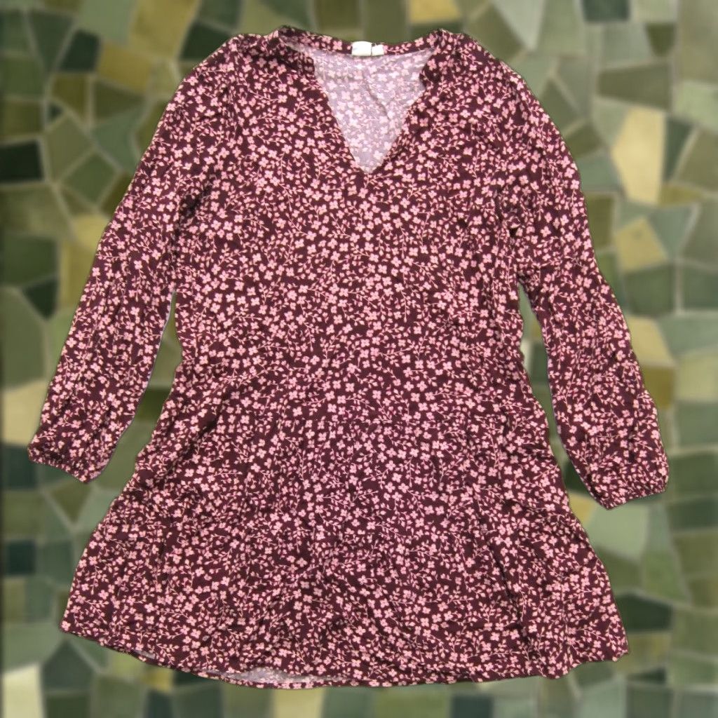 Gap Gap Pink Floral 100% Rayon Long Sleeve Peasant Tunic Sun Dress Women M Size M / US 6-8 / IT 42-44 - 1 Thumbnail