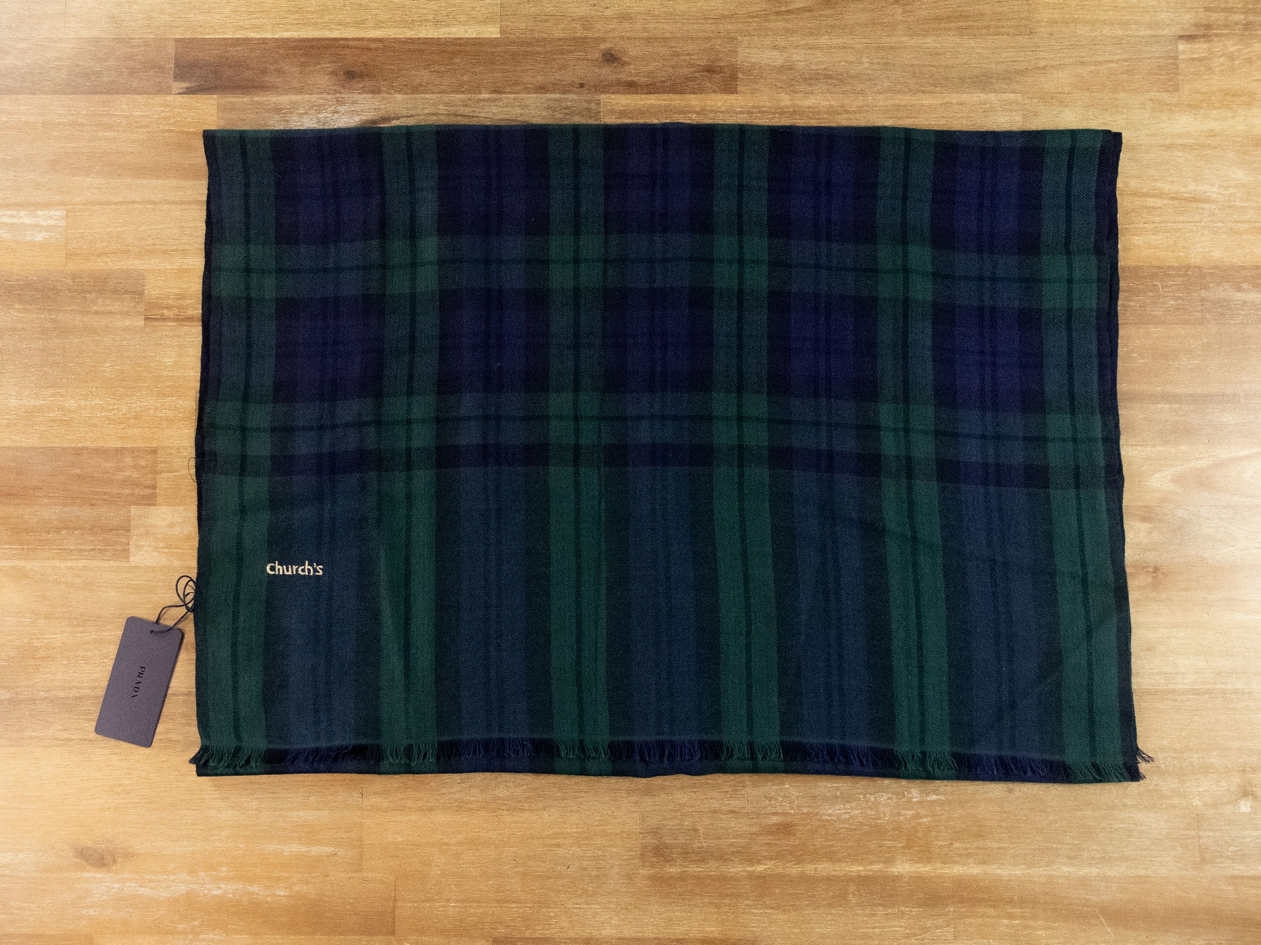 Church's CHURCH'S green navy blue tartan lightweight cashmere scarf Size ONE SIZE - 10 Thumbnail