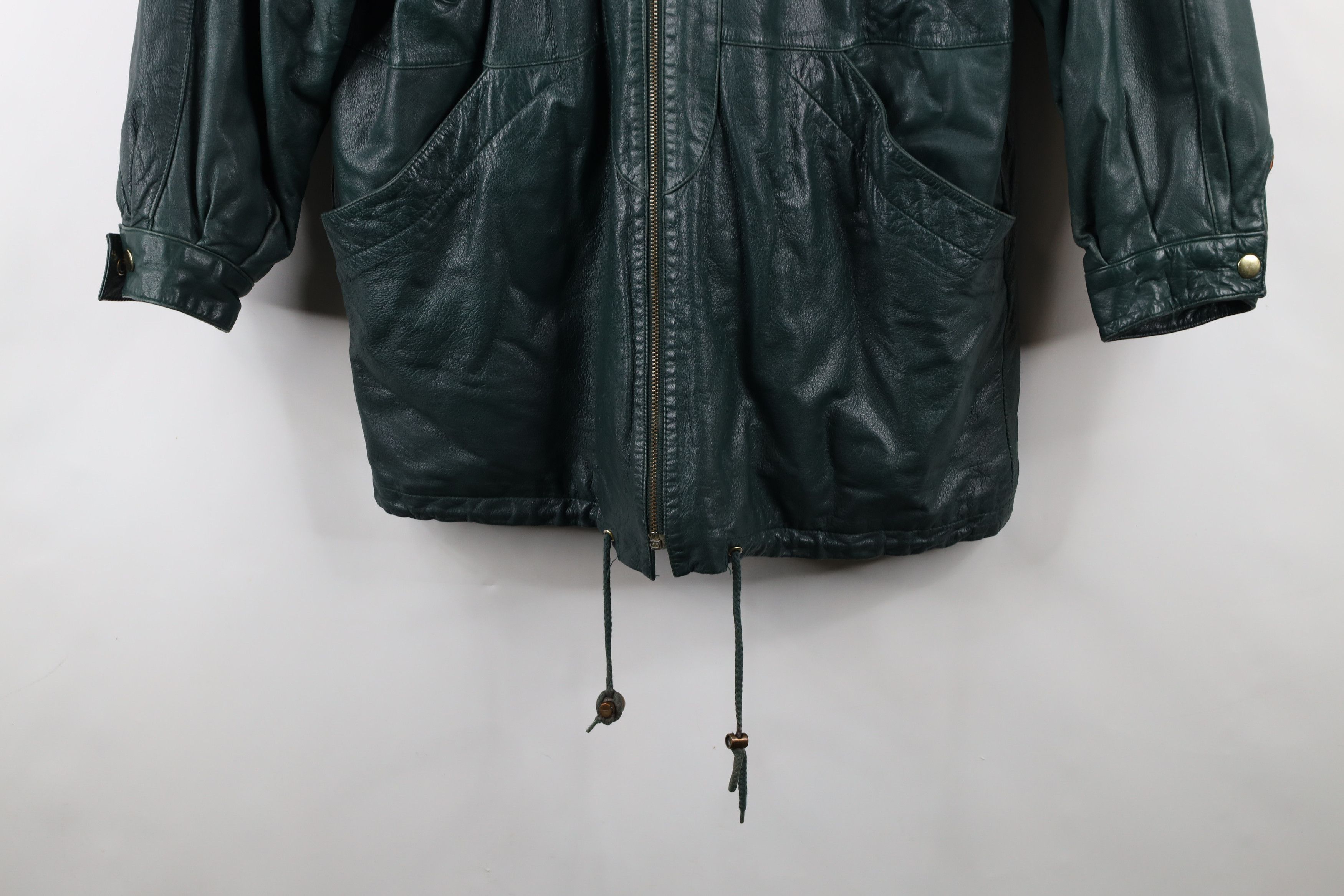 Vintage Vintage 90s Streetwear Fur Trim Hooded Cape Leather Jacket Size M / US 6-8 / IT 42-44 - 4 Thumbnail