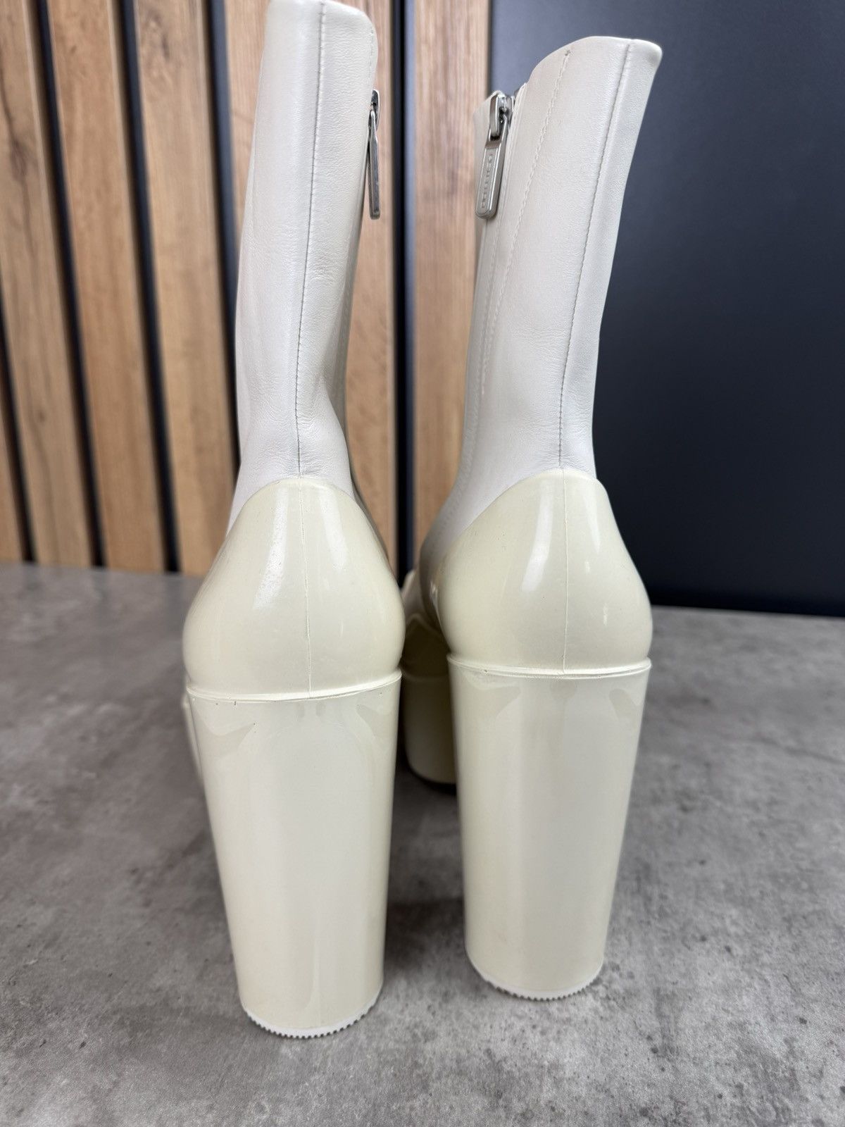 Peter Do at.kollektive x Peter Do Leather Platform Ankle Boots White Size US 10 / IT 40 - 4 Thumbnail