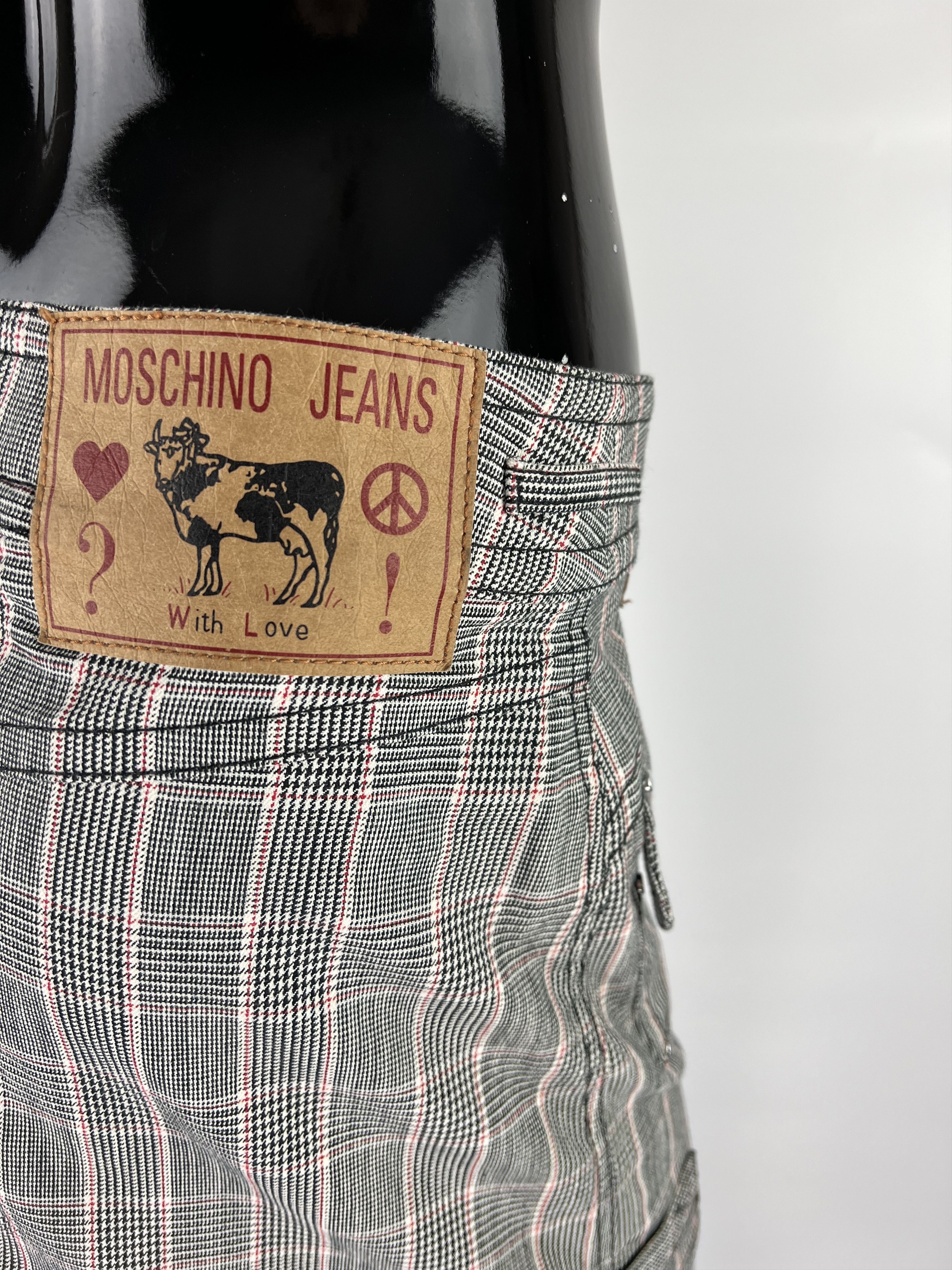 Moschino × Vintage Rare VTG Moschino Jeans Donna Check Mini Skirt US8 IT42 Size 28" / US 6 / IT 42 - 4 Thumbnail