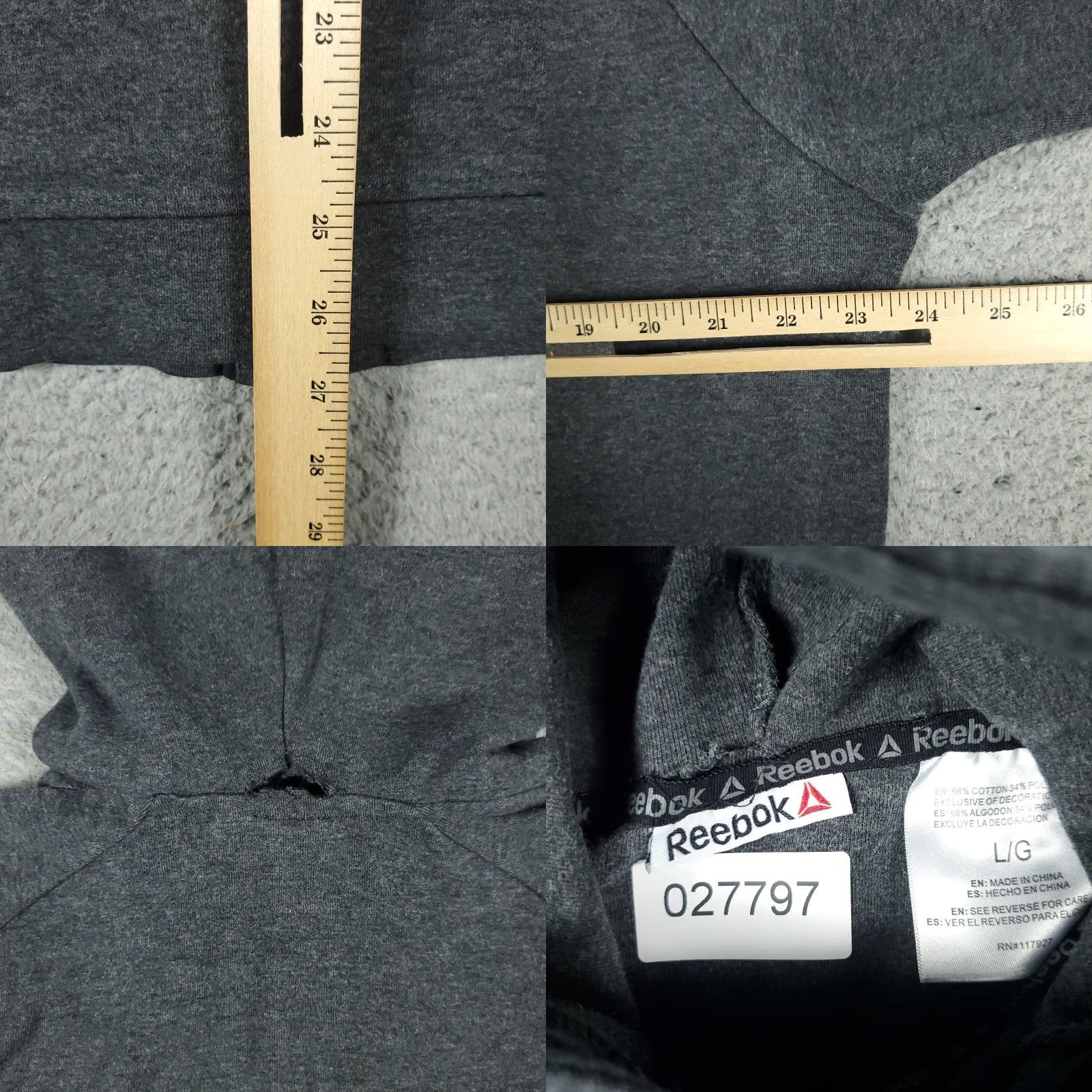 Reebok Reebok Hoodie Mens Large Gray Casual Full Zip Sweatshirt Activewear Size US L / EU 52-54 / 3 - 8 Thumbnail