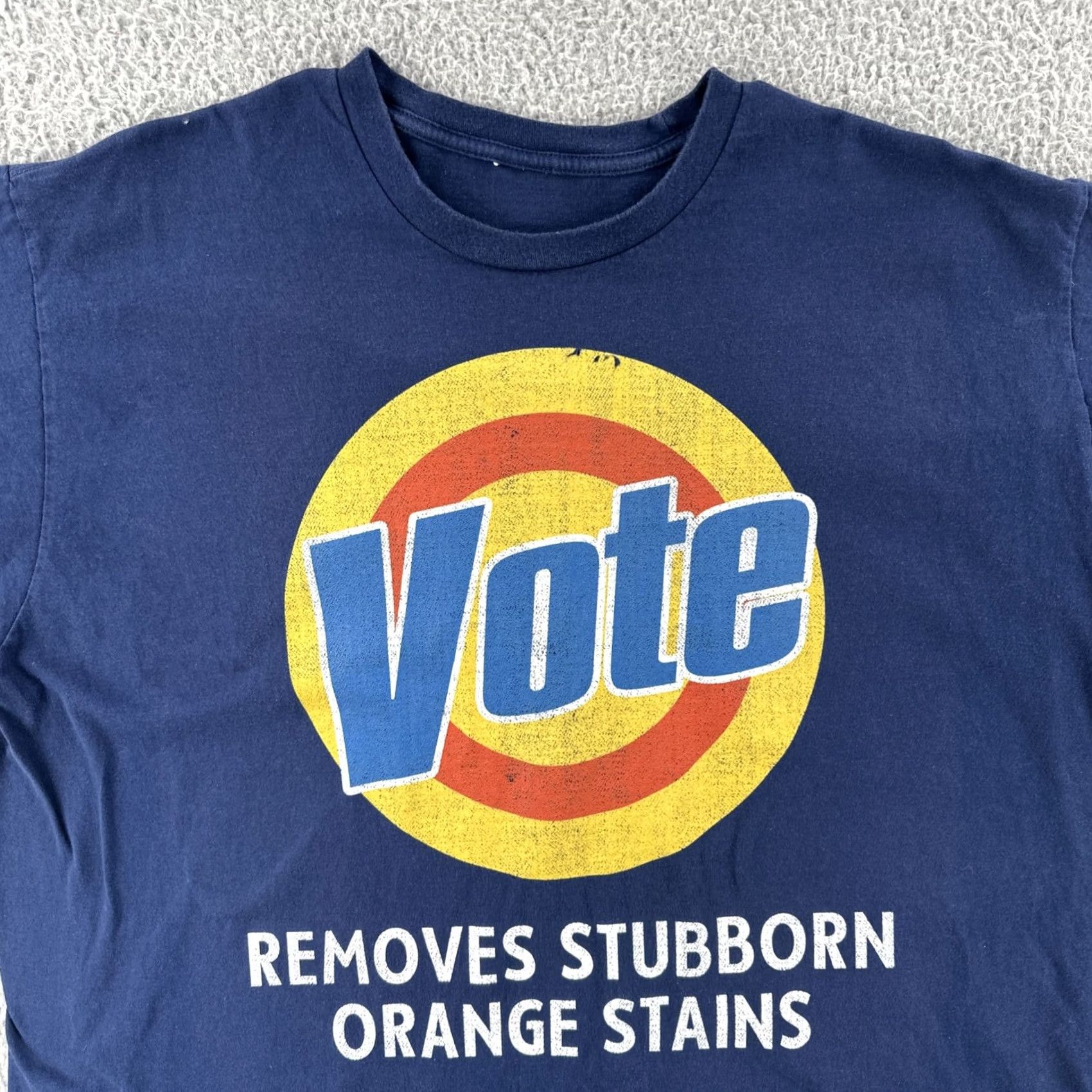 Vintage VOTE Removes Stubborn Orange Stains Mens L Blue T Shirt Donald Trump Parody Tee Size US L / EU 52-54 / 3 - 5 Thumbnail