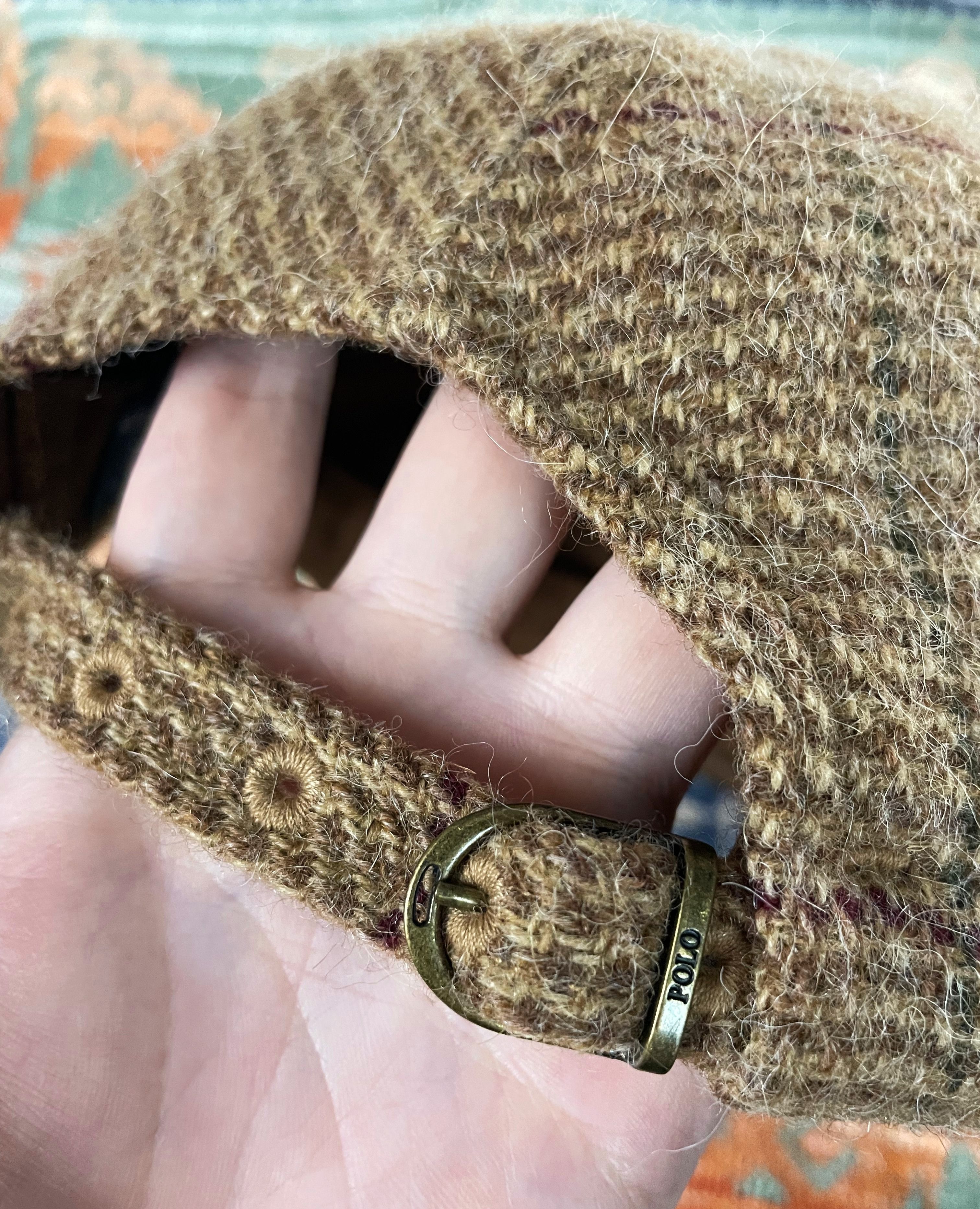 Polo Ralph Lauren Polo Ralph Lauren Lamb Wool Tweed Leather Baseball Hat Cap Size ONE SIZE - 3 Thumbnail