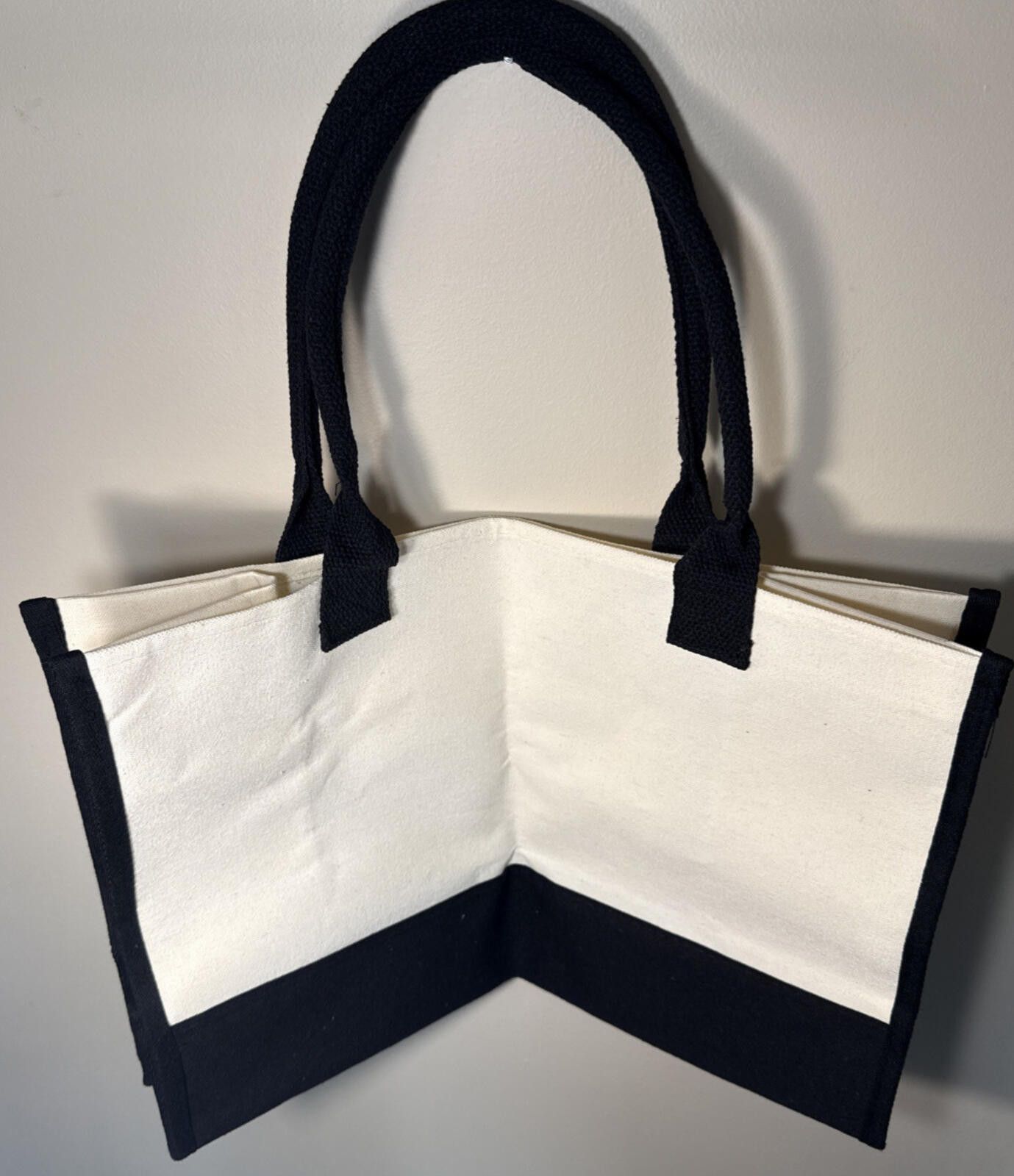 The Unbranded Brand Canvas Cotton Tote Bag 50 and Fabulous Black and Cream Size ONE SIZE - 2 Thumbnail