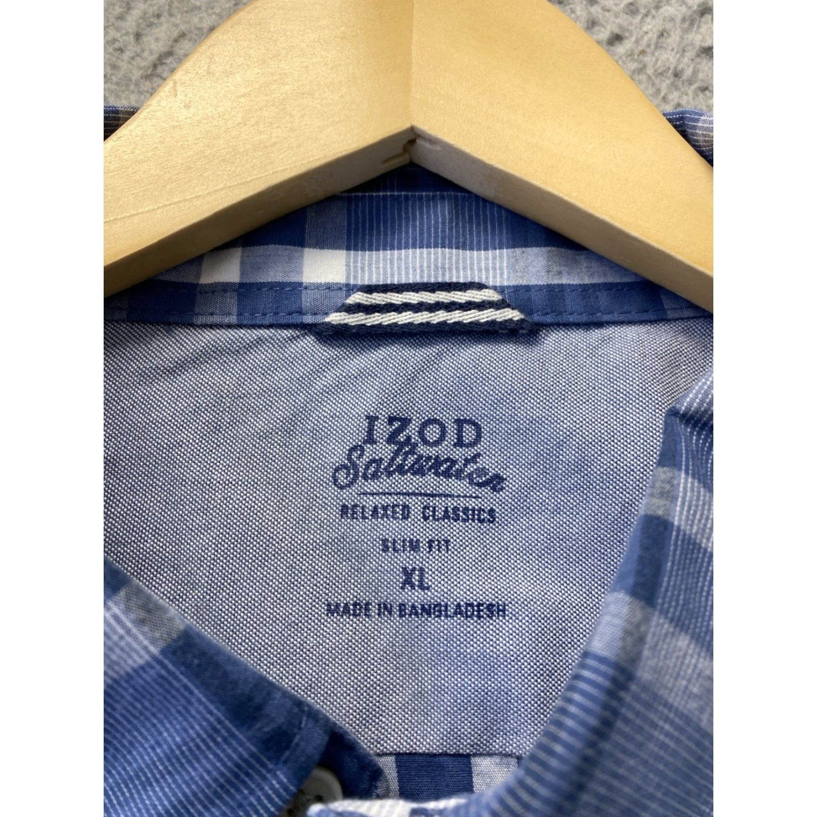 Izod IZOD Shirt Mens XL Blue Button-Down Long Sleeve Dress Classic Plaid /146-24 Mens XL Blue Button-Down Dress Shirt Classic Slim Fit Blue Mens XL Size 46R - 3 Thumbnail