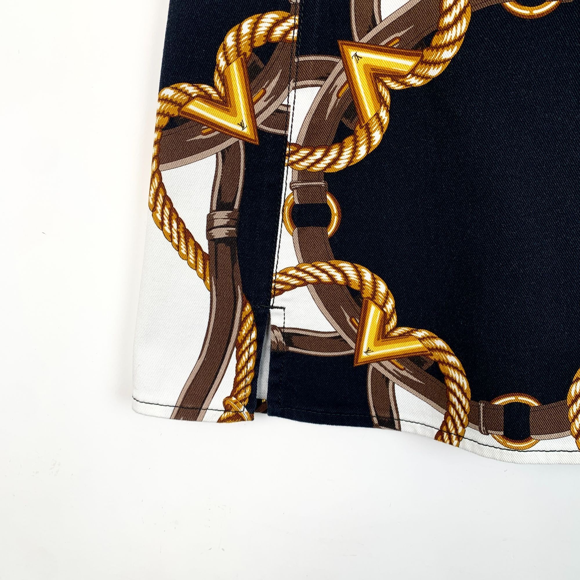 Louis Vuitton Louis Vuitton Womens Chain Print Belt Skirt Size 42 Cotton B Size 42" / US 20 - 6 Thumbnail