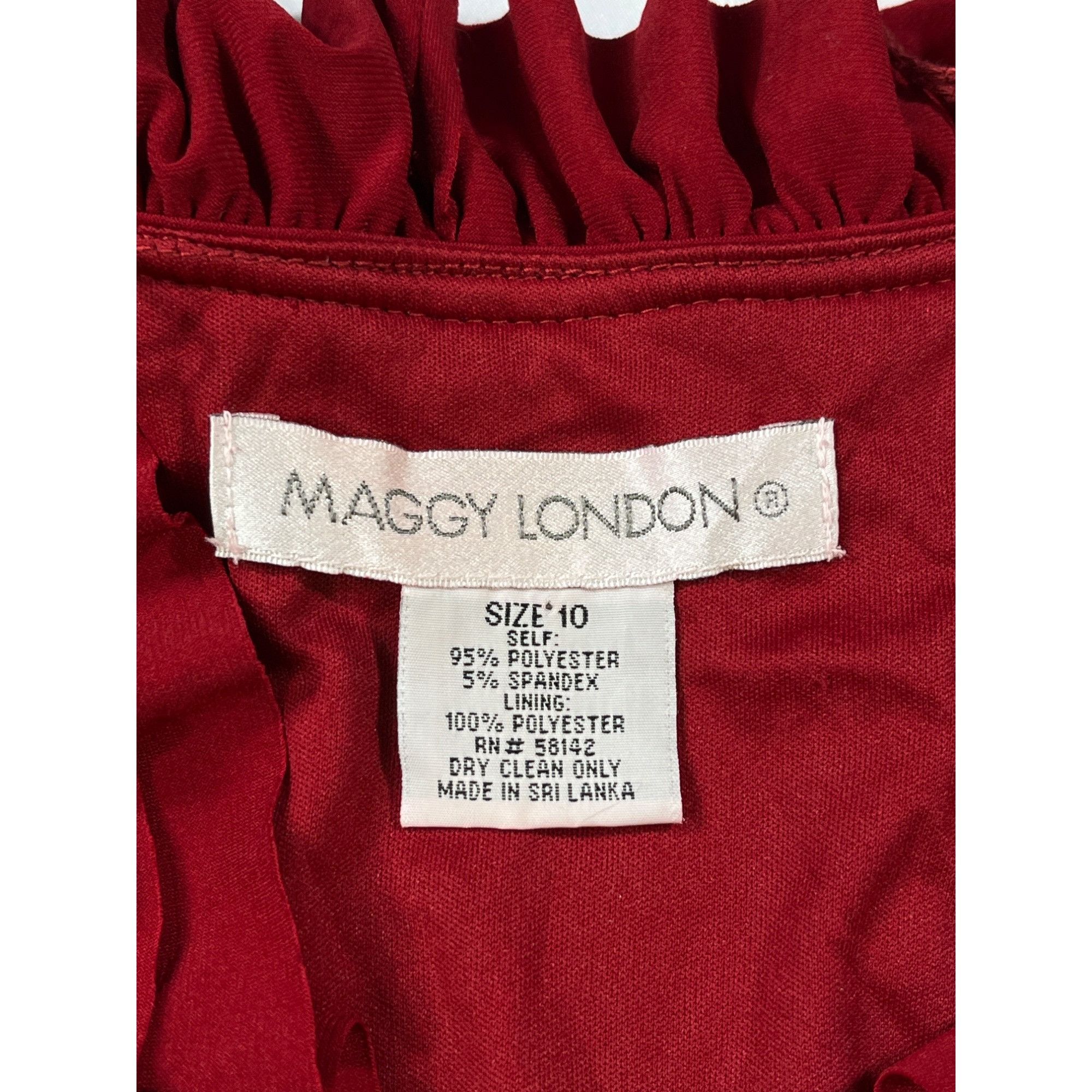 MAGGY LONDON Maggy London SKU 7612 Red Ruffle V-Neck Dress Size 10 Size L / US 10 / IT 46 - 3 Thumbnail