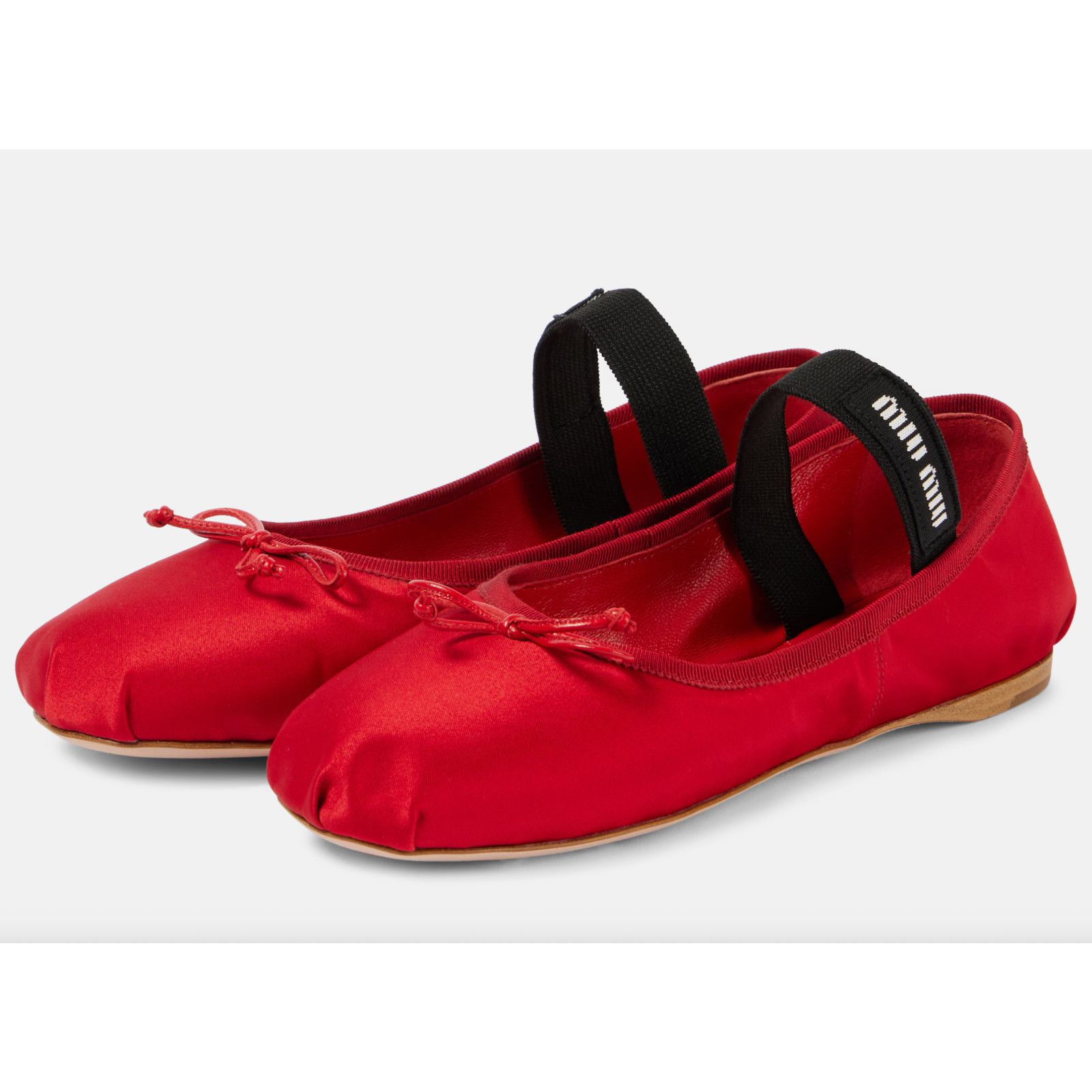 Miu Miu Miu Miu Satin Rosso Red Black White Logo Strap Bow Size US 9 / IT 39 - 14 Thumbnail