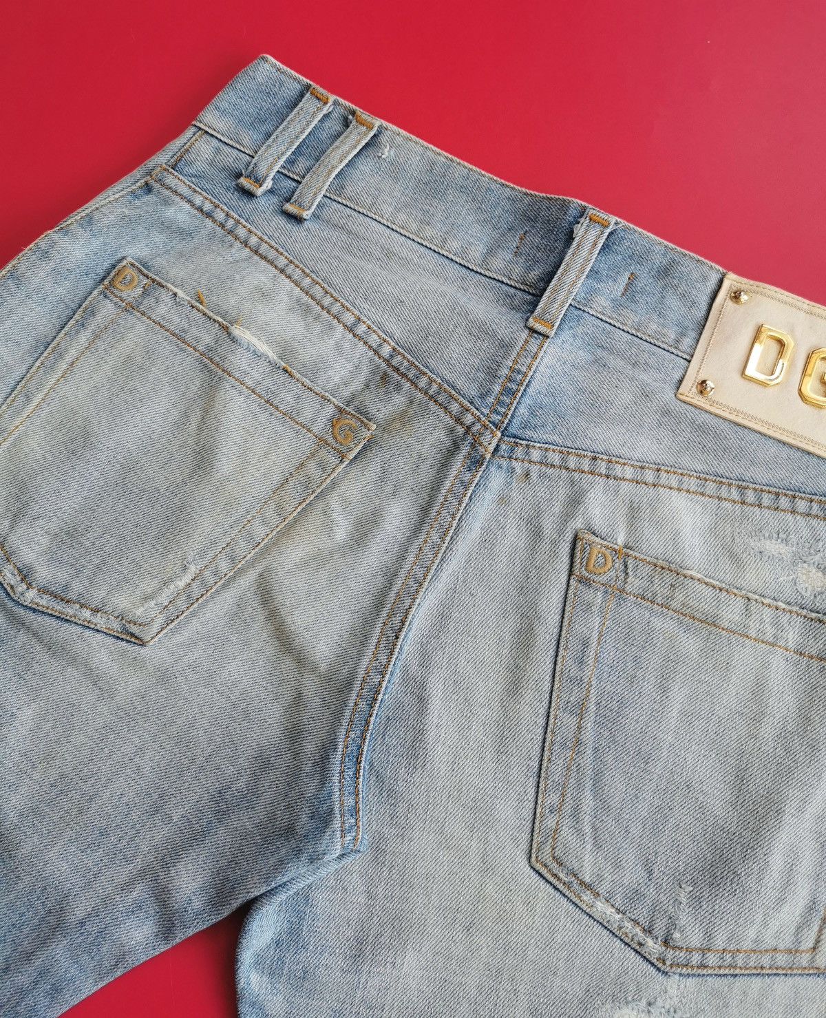 Dolce & Gabbana Thrashed Vintage 00s D&G Distressed Repair Denim Jeans Size US 30 / EU 46 - 9 Thumbnail